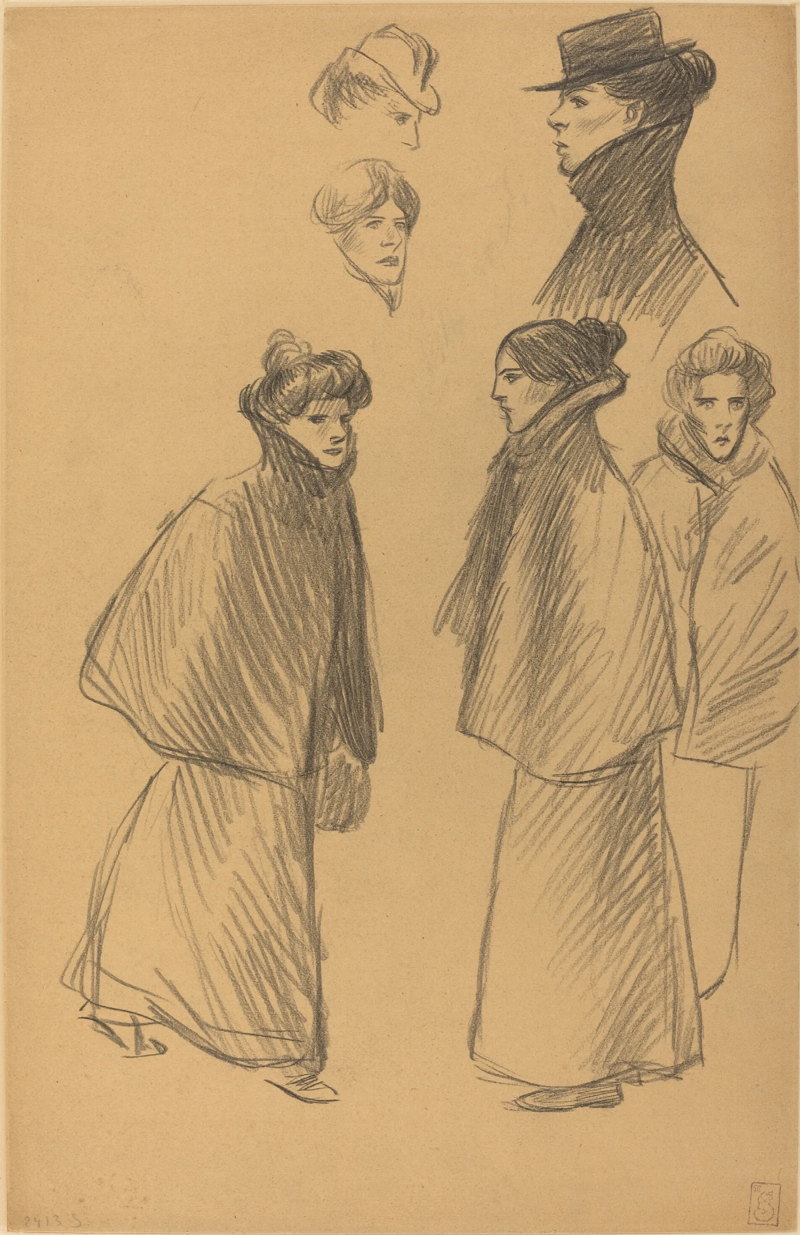 Figure Studies Recto 3 Wall Art by Théophile Alexandre Steinlen - Canvas Print
