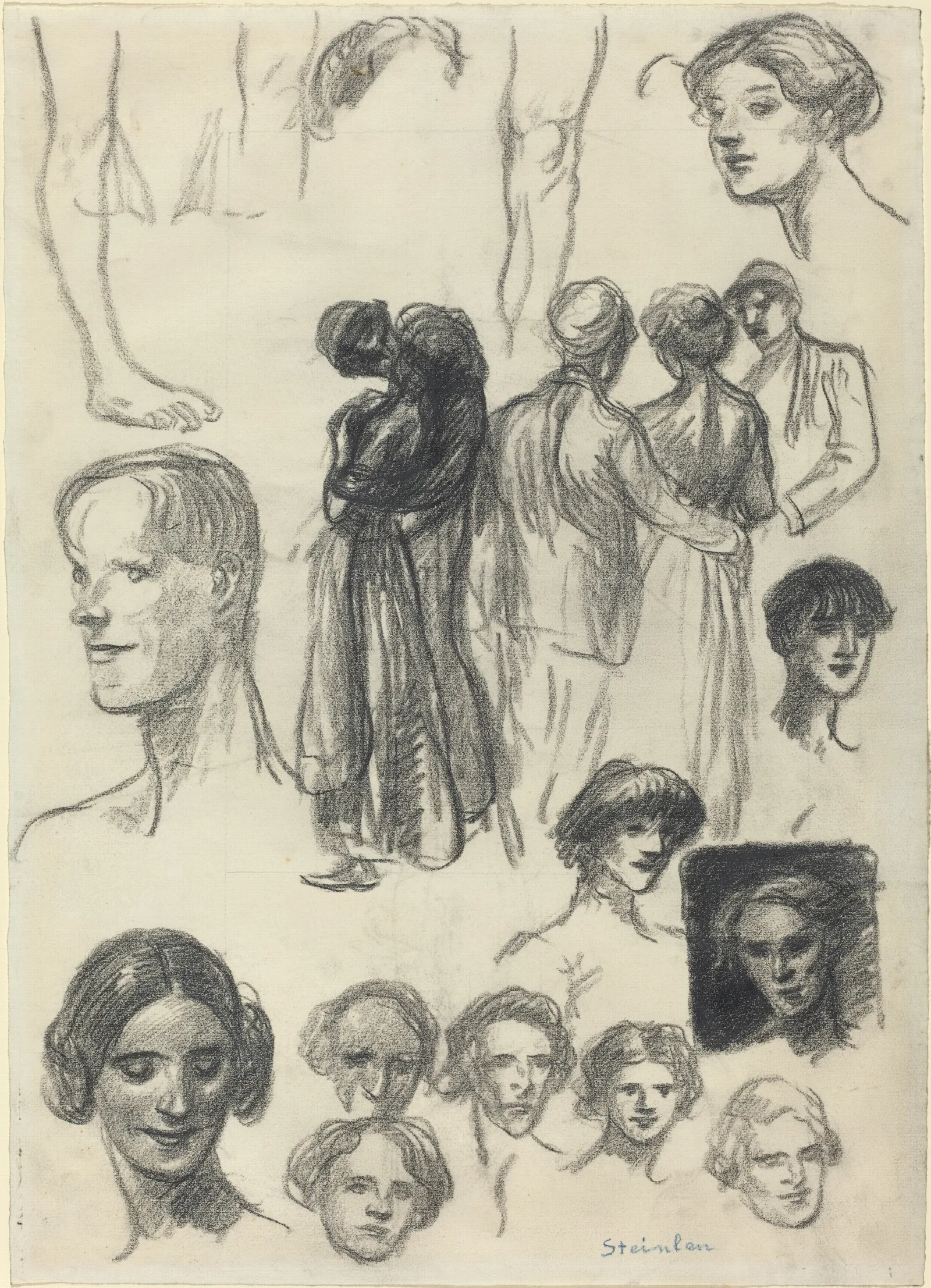 Sheet Of Sketches 3 Wall Art by Théophile Alexandre Steinlen - Canvas Print