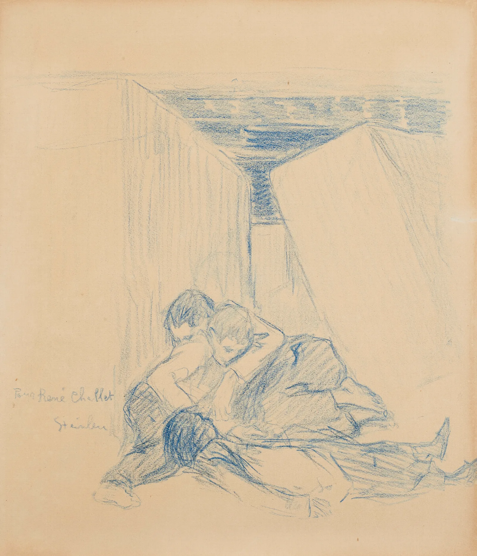 Trois Garcons Endormis Wall Art by Théophile Alexandre Steinlen - Canvas Print