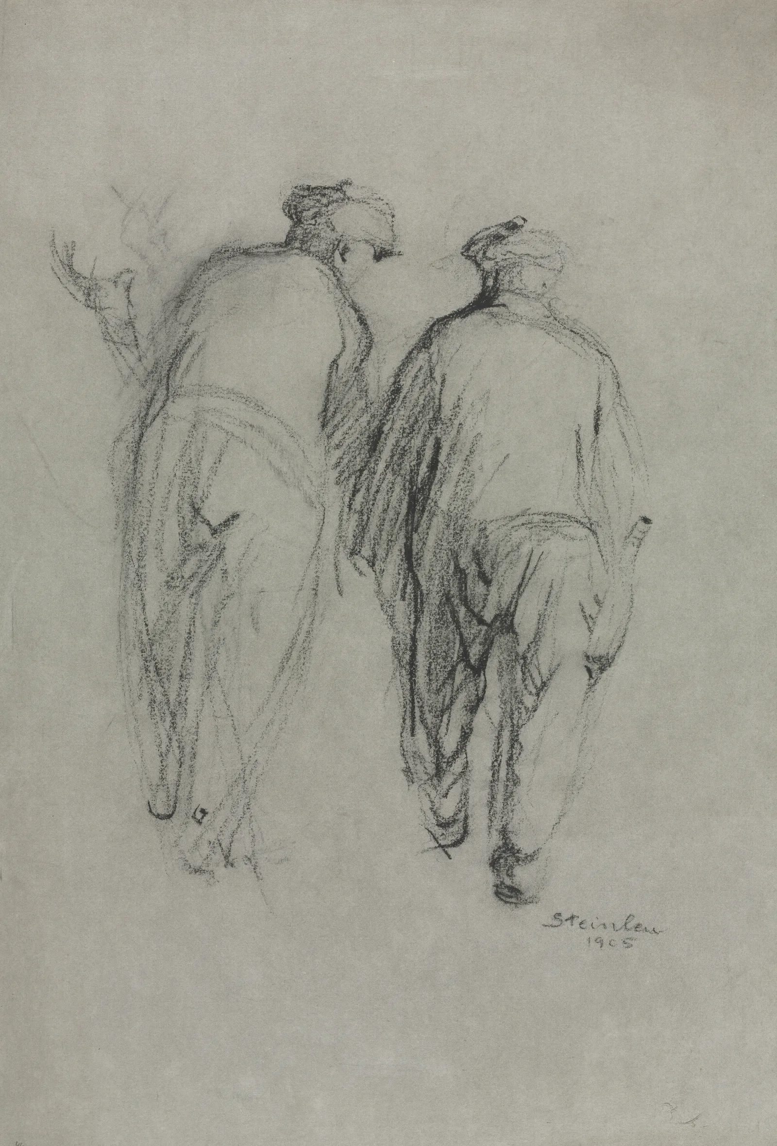 Two Men Working Rear View Wall Art by Théophile Alexandre Steinlen - Canvas Print