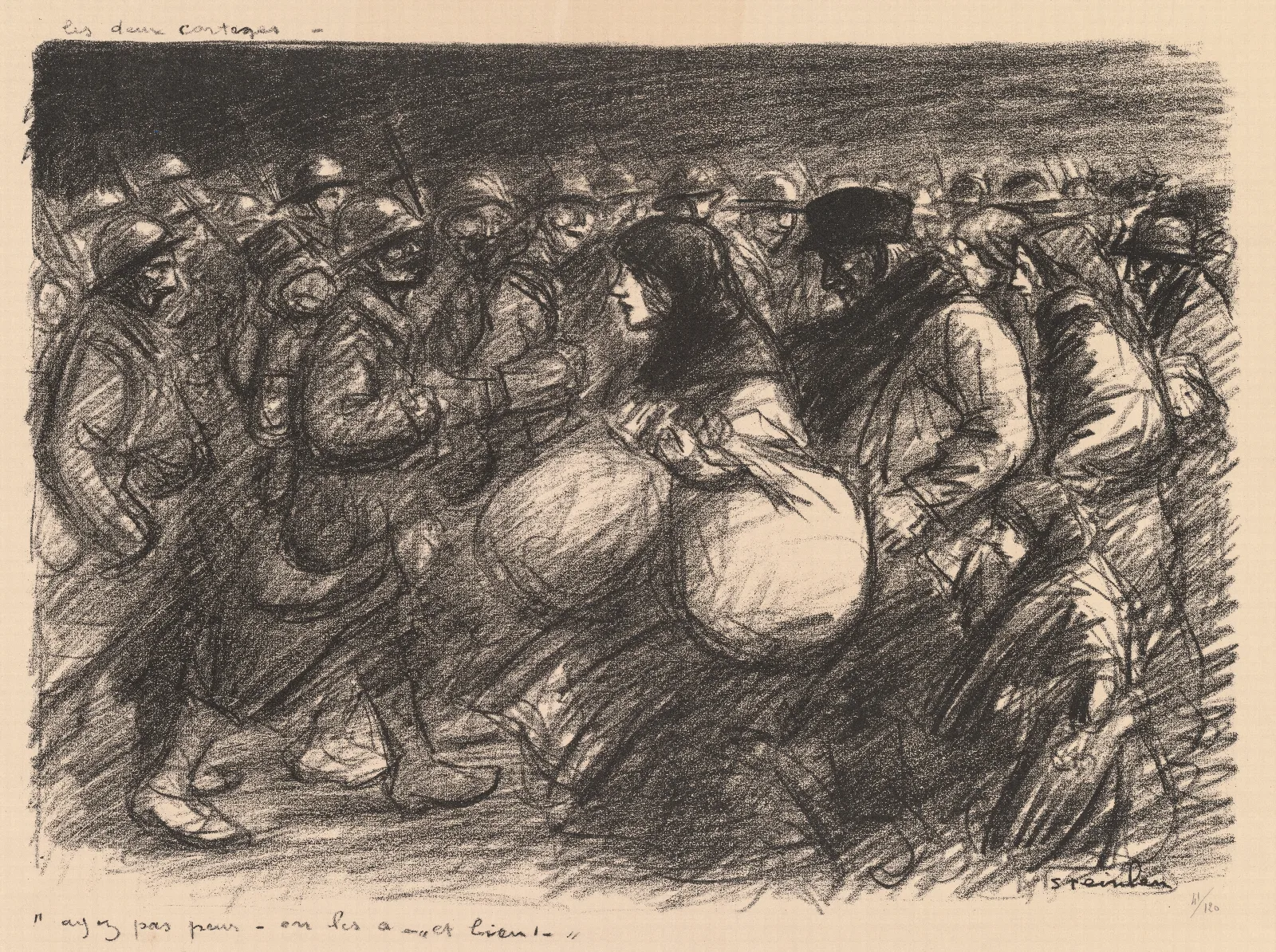 War Sketches The Two Processions Croquis De Guerre Les Deux Corteges Ayez Pas Peur On Les A Et Bien Wall Art by Théophile Alexandre Steinlen - Canvas Print