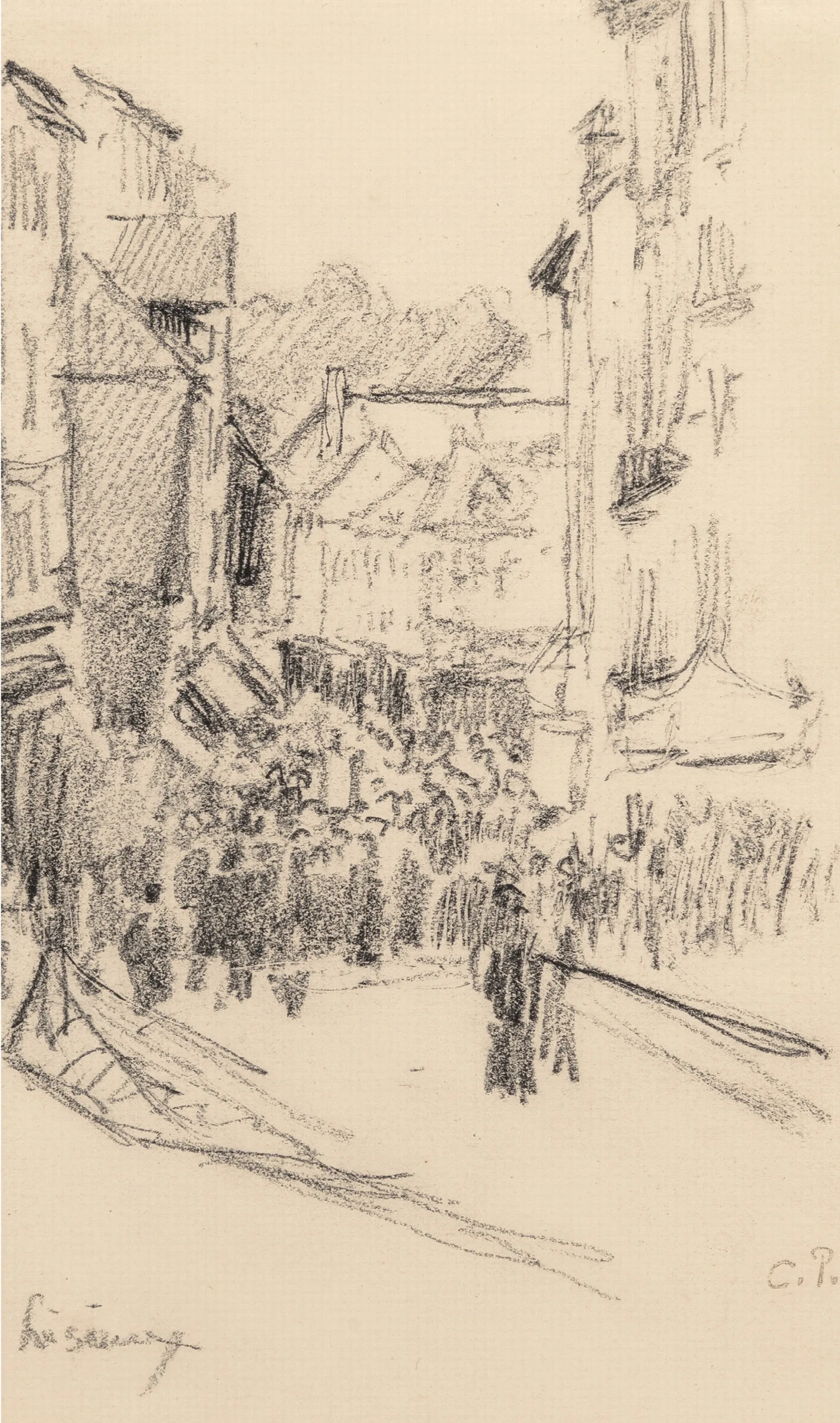 Scene De Rue Lisieux Wall Art by Camille Pissarro - Canvas Print