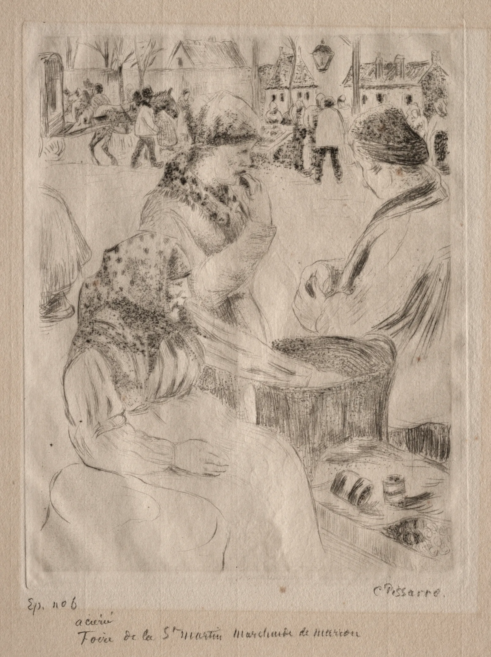 Chestnut Vendor Wall Art by Camille Pissarro - Canvas Print