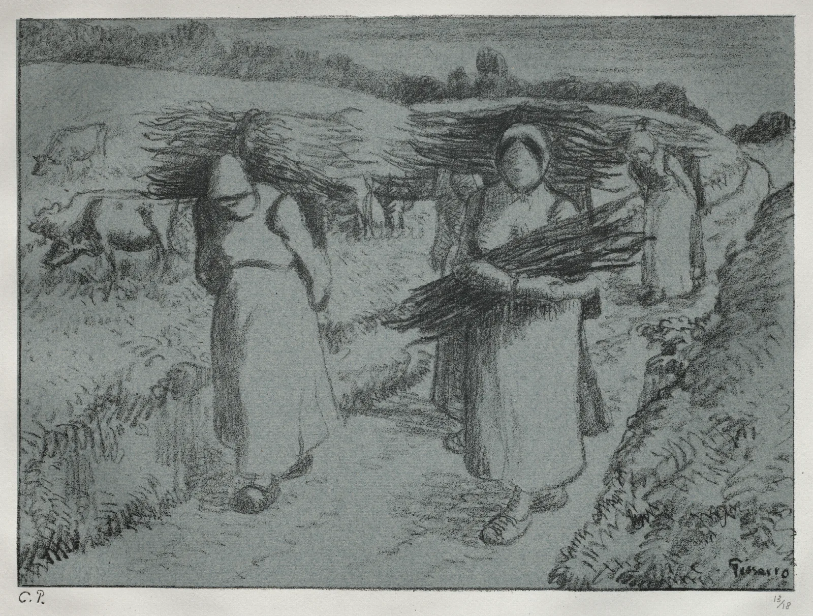 Peasants Carrying Fagots Wall Art by Camille Pissarro - Canvas Print