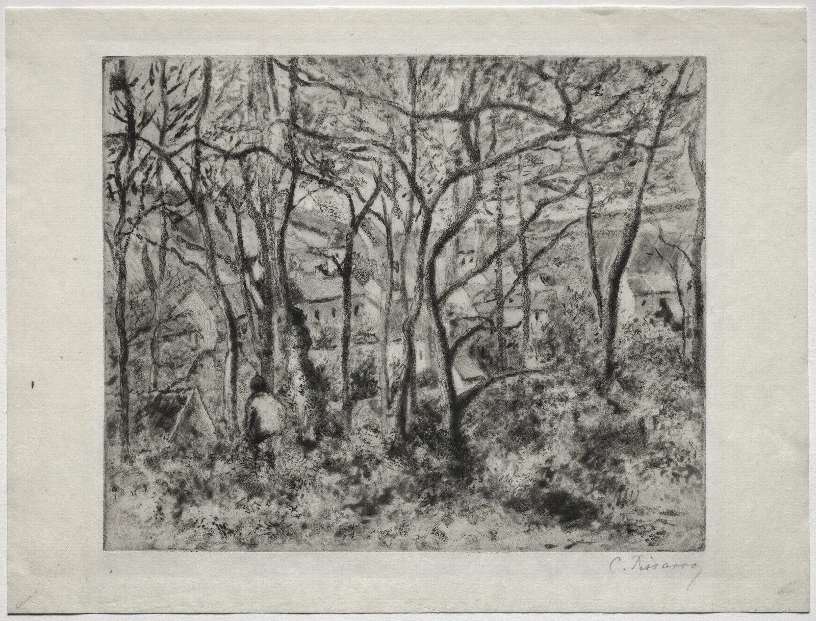 Wooded Landscape At Lhermitage Pontoise Wall Art by Camille Pissarro - Canvas Print