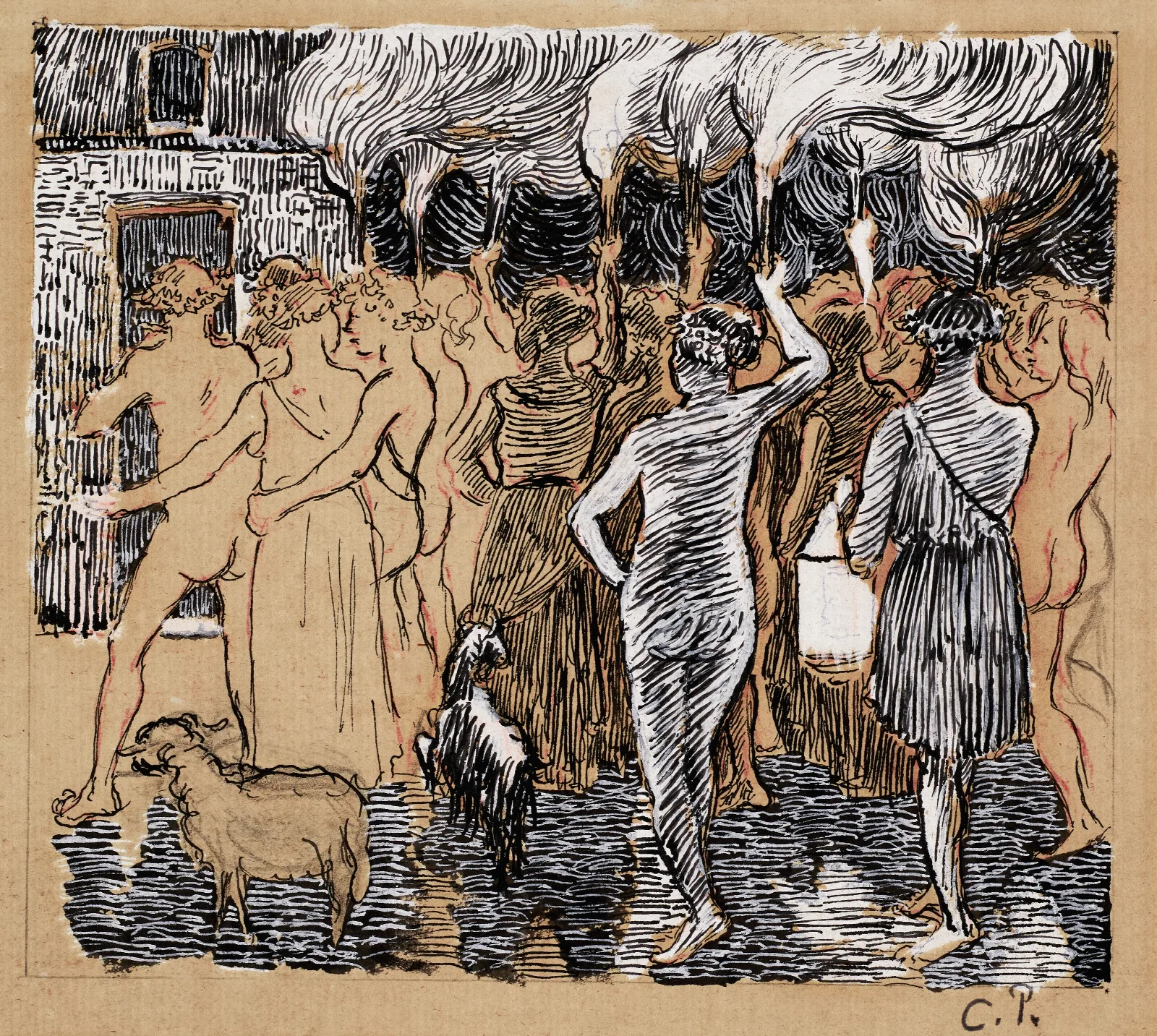 Daphnis Et Chloe Les Noces De Daphnis Et Chloe Wall Art by Camille Pissarro - Canvas Print