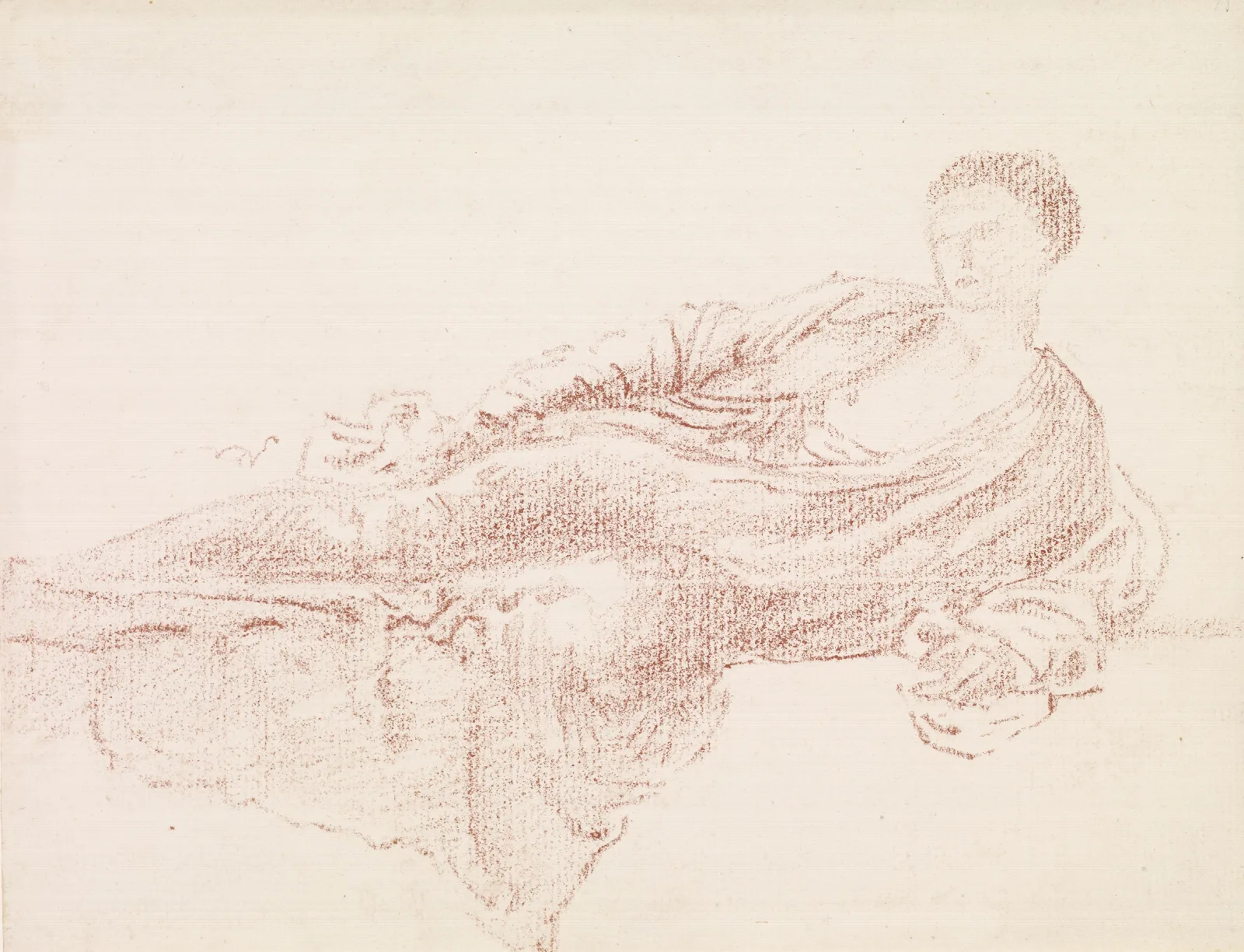 Female Drapery Study Of A Reclining Figure Wall Art by Sir Edward Coley Burne-Jones - Canvas Print