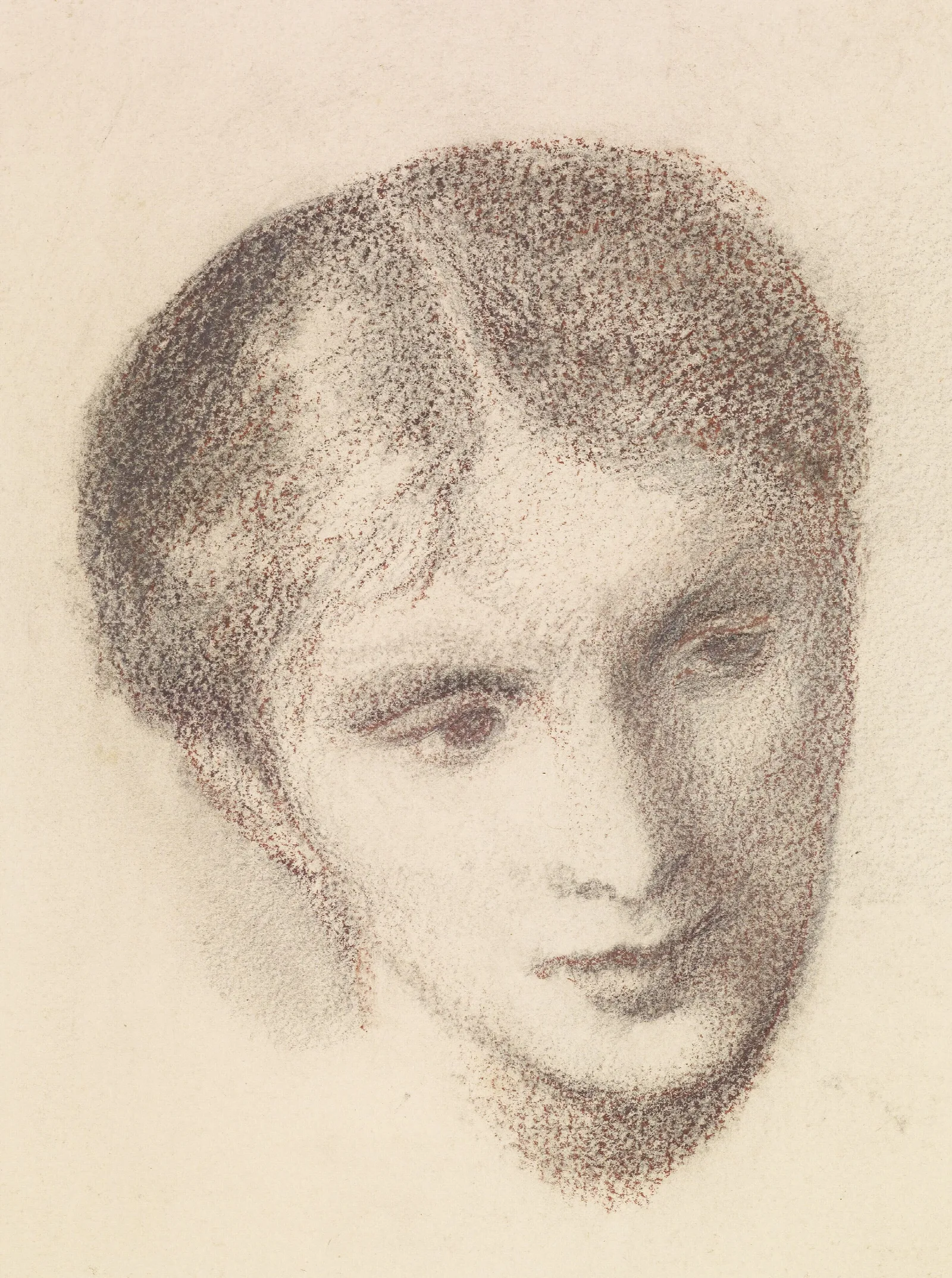 Female Head Study Of A Woman 2 Wall Art by Sir Edward Coley Burne-Jones - Canvas Print