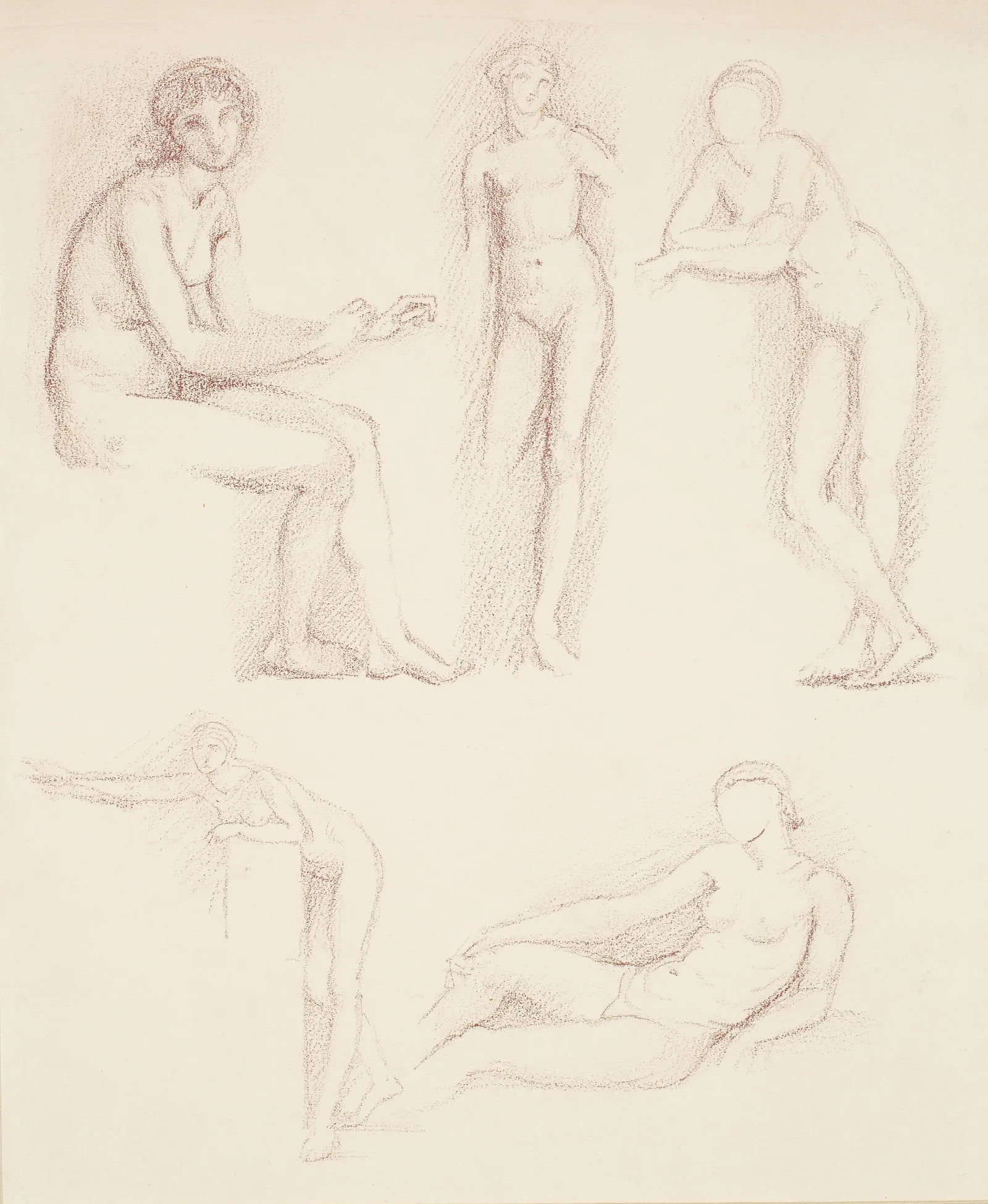 Female Nude Five Studies Wall Art by Sir Edward Coley Burne-Jones - Canvas Print