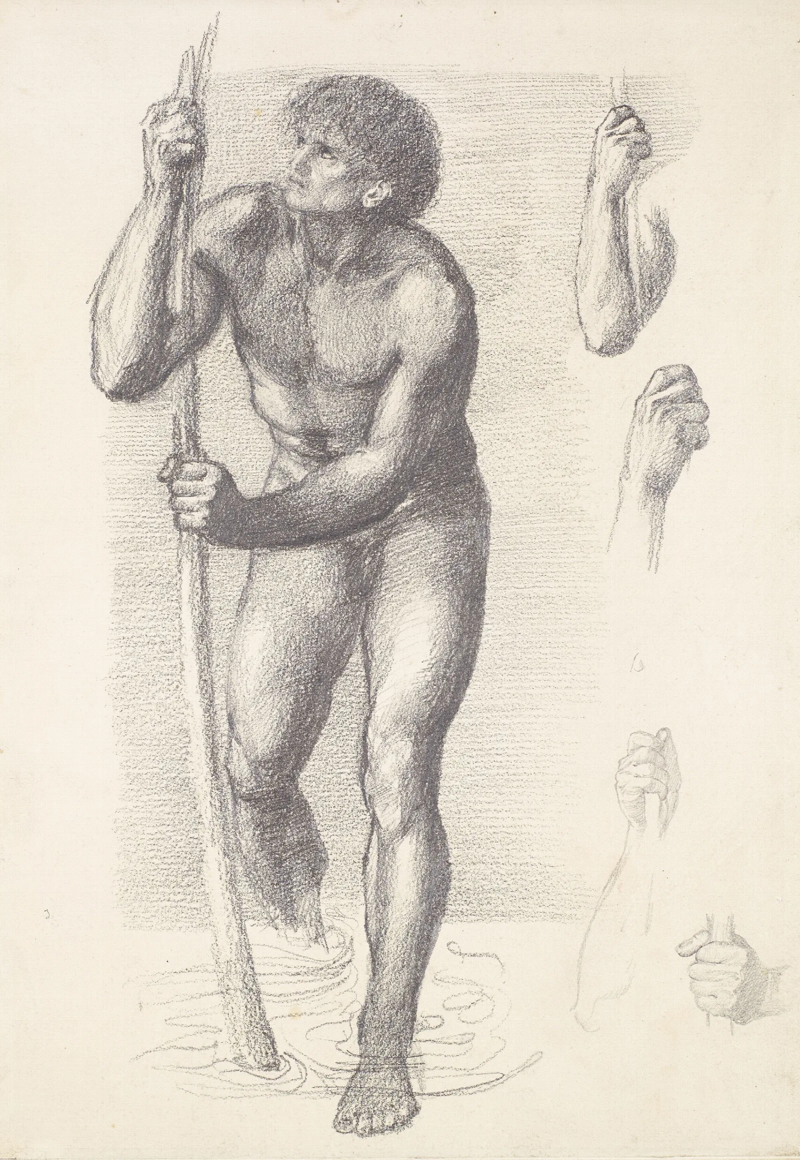 Male Nude Study For St Christopher Wall Art by Sir Edward Coley Burne-Jones - Canvas Print