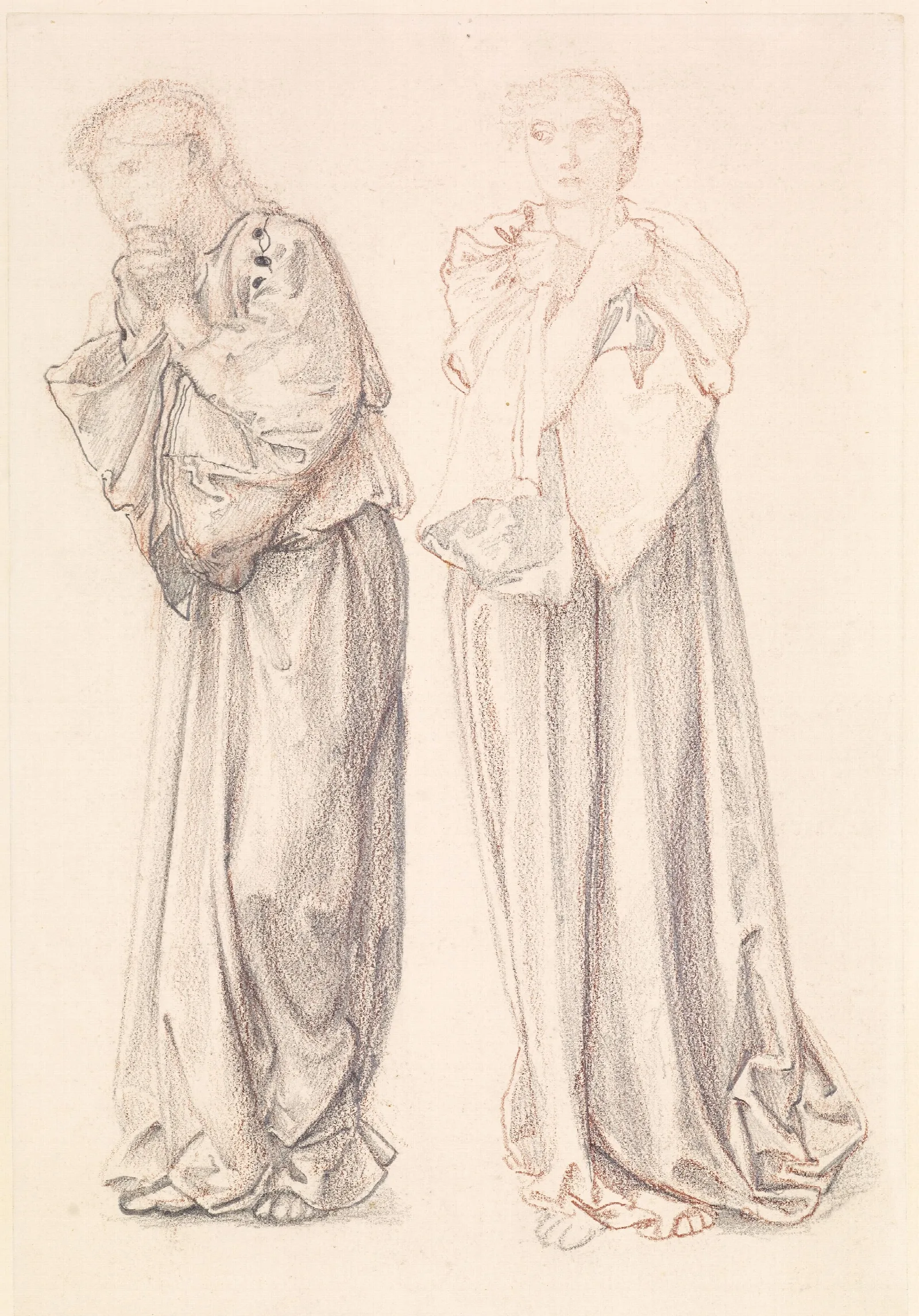 St George Series Two Studies Of Female Attendants For The Princess Draws The Fatal Lot Wall Art by Sir Edward Coley Burne-Jones - Canvas Print