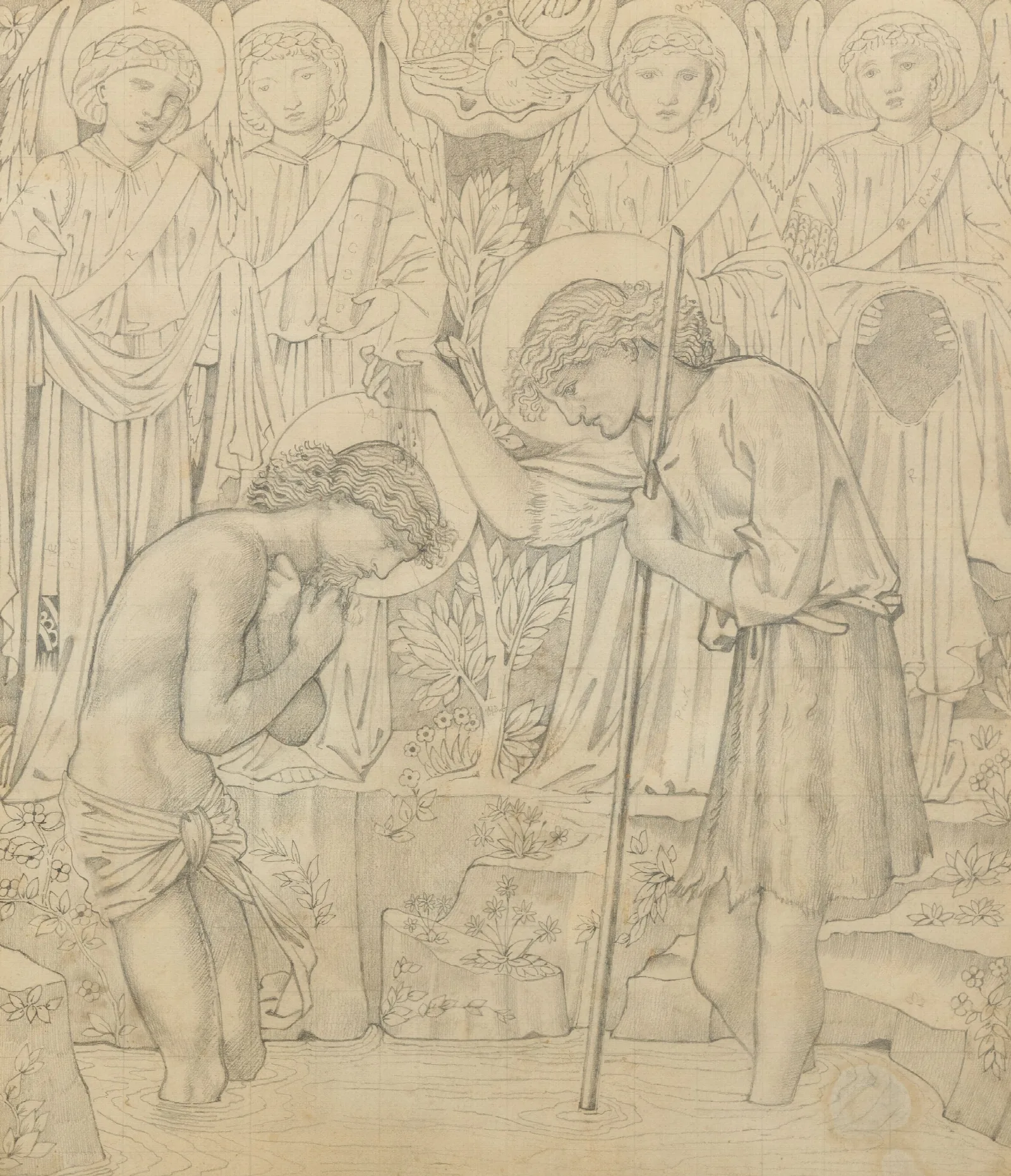 The Baptism Of Christ 26 Wall Art by Sir Edward Coley Burne-Jones - Canvas Print