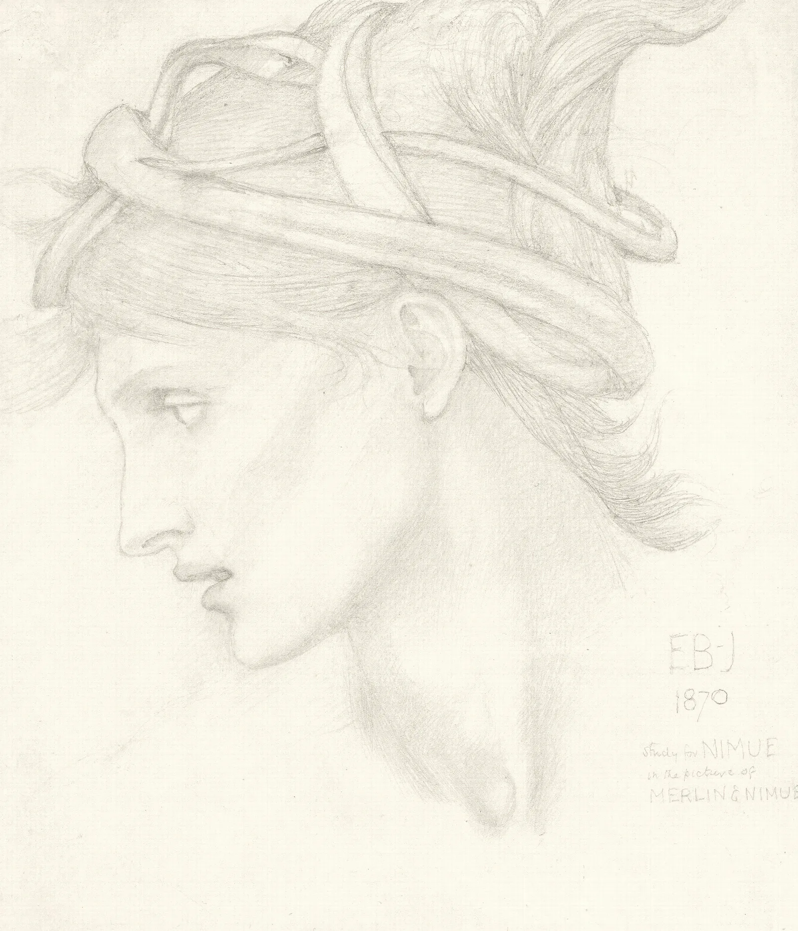 Head Study Of Maria Zambaco For Nimue In The Beguiling Of Merlin Wall Art by Sir Edward Coley Burne-Jones - Canvas Print