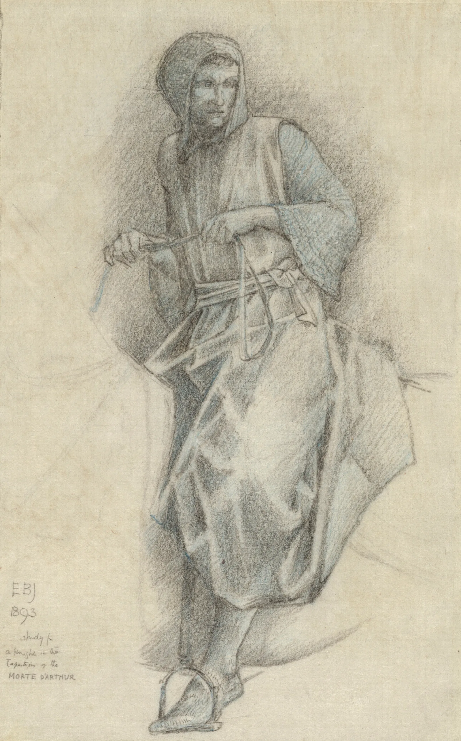 A Study For Sir Ewain In The Holy Grail Tapestries Wall Art by Sir Edward Coley Burne-Jones - Canvas Print