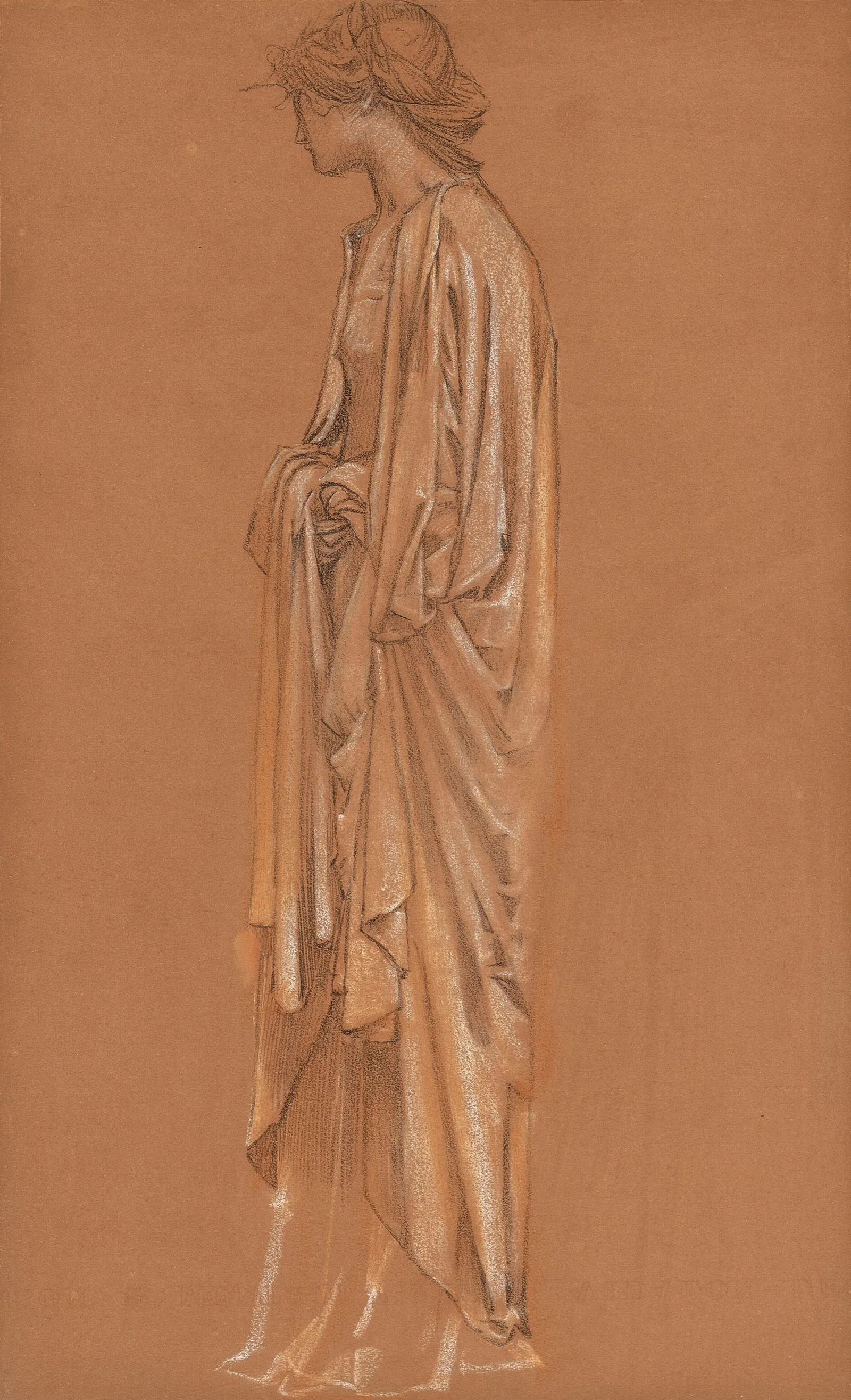 Study Of A Draped Female Figure For The Sleep Of Arthur In Avalon Wall Art by Sir Edward Coley Burne-Jones - Canvas Print