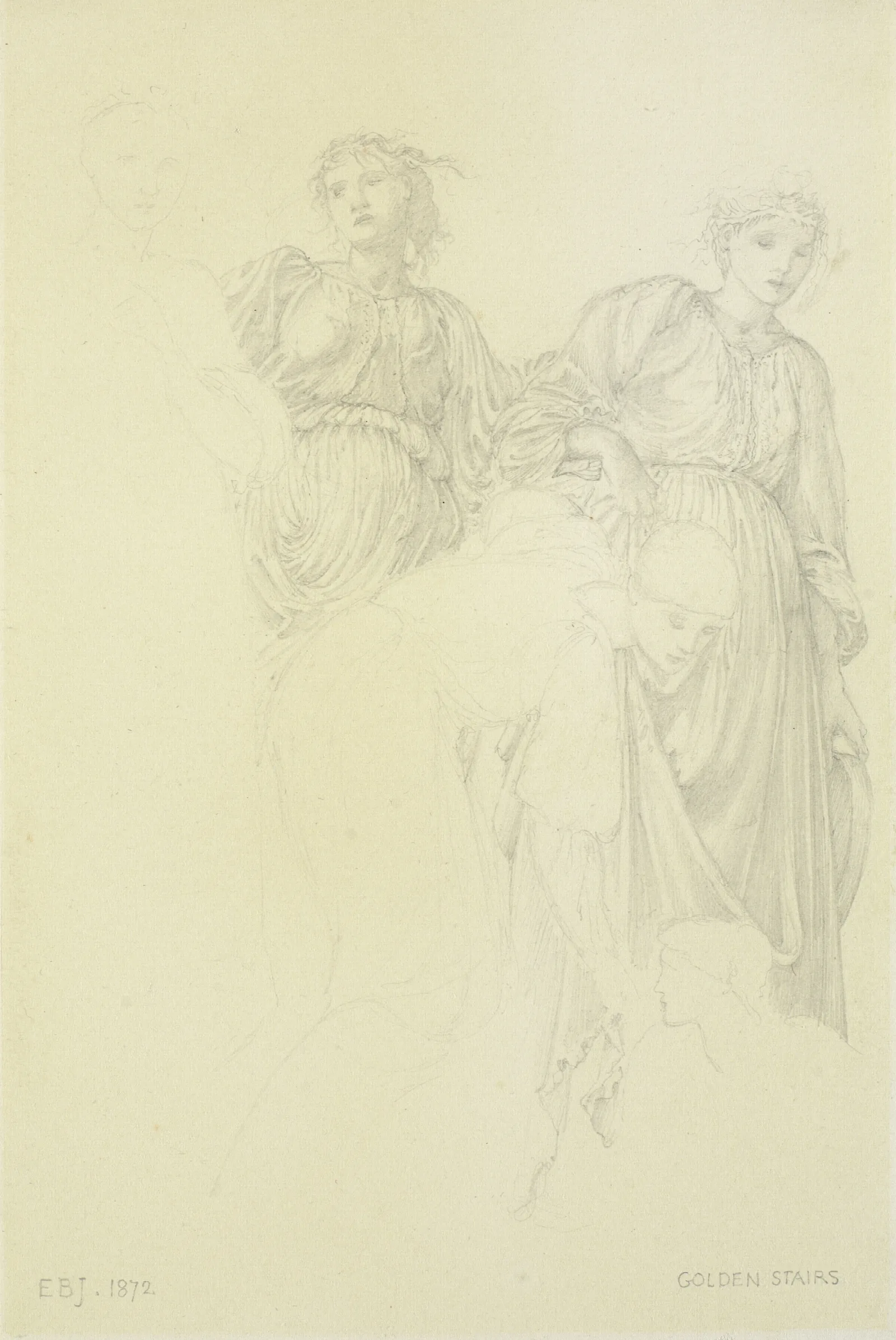 Group Of Women Preliminary Study For The Painting The Golden Stairs Wall Art by Sir Edward Coley Burne-Jones - Canvas Print