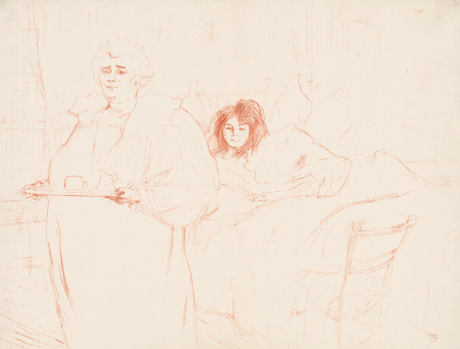Elles Woman Carrying A Tray Mme Baron And Mlle Popo Wall Art by Henri de Toulouse-Lautrec - Canvas Print
