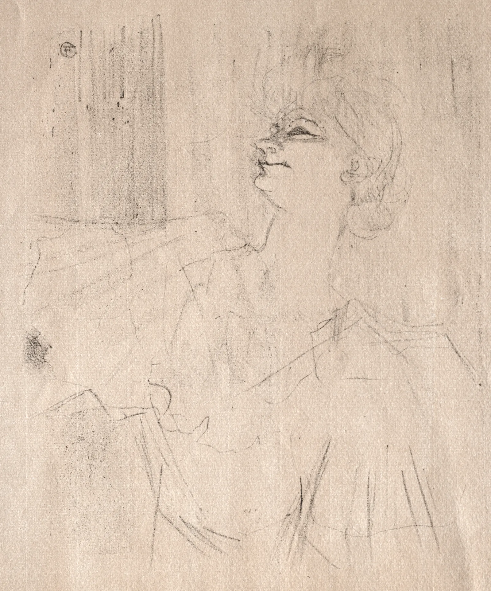 Yvette Guilbert A Menilmontant De Bruant Wall Art by Henri de Toulouse-Lautrec - Canvas Print