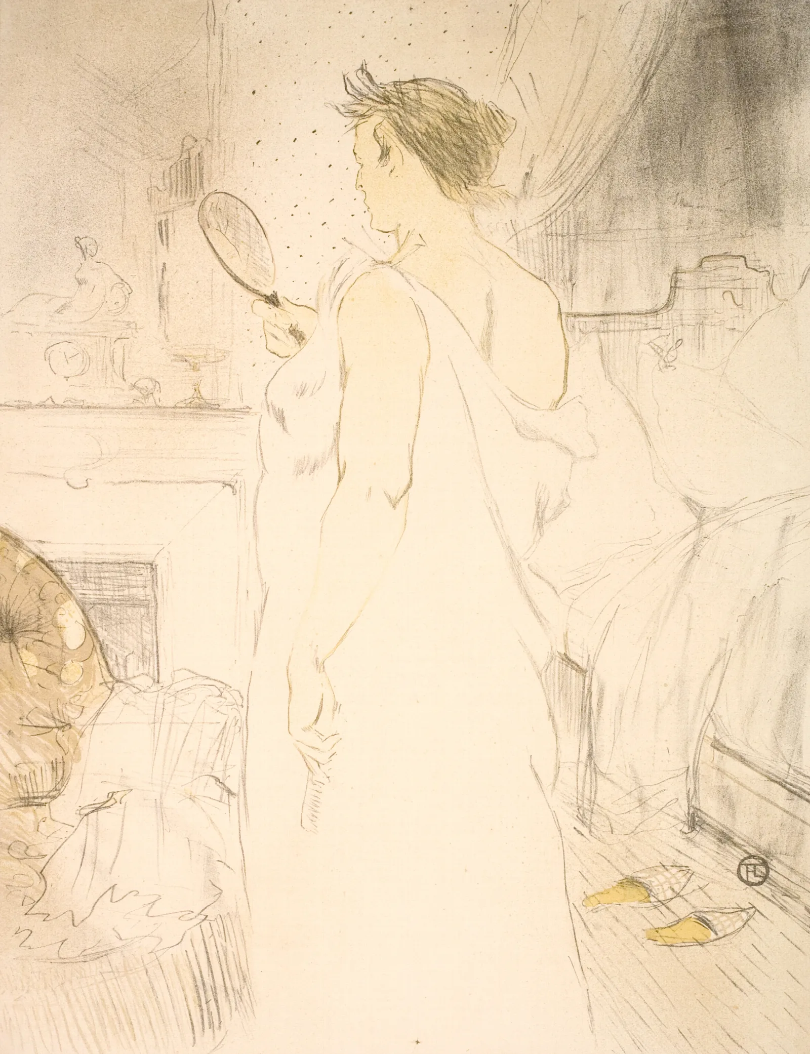 Femme A Glace La Glace A Main Wall Art by Henri de Toulouse-Lautrec - Canvas Print