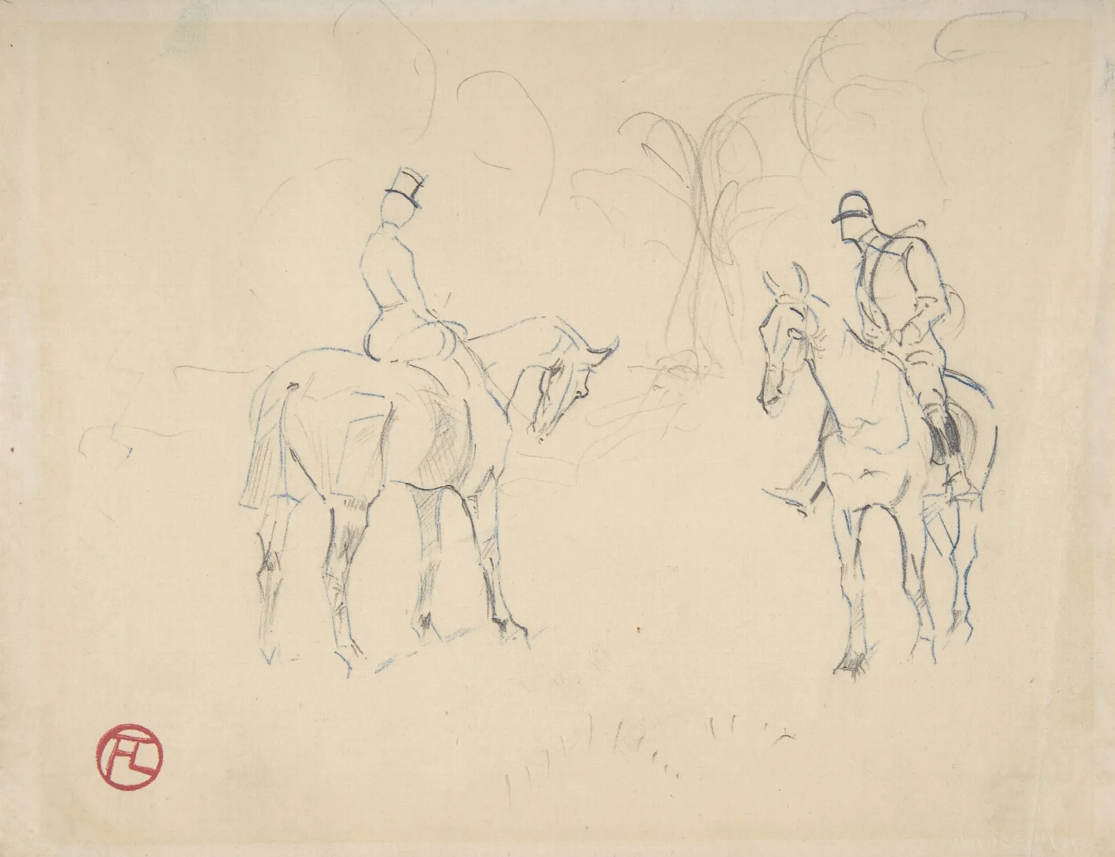 A Woman And A Man On Horseback Wall Art by Henri de Toulouse-Lautrec - Canvas Print