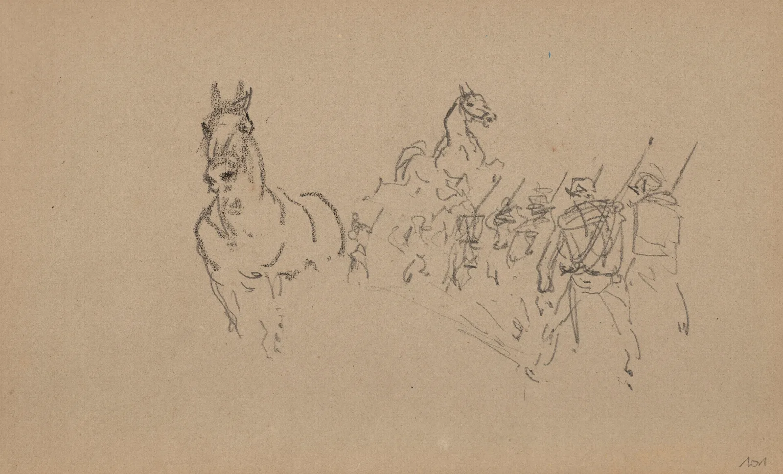 Manoeuvre Militaire Et Etudes De Cheval Wall Art by Henri de Toulouse-Lautrec - Canvas Print