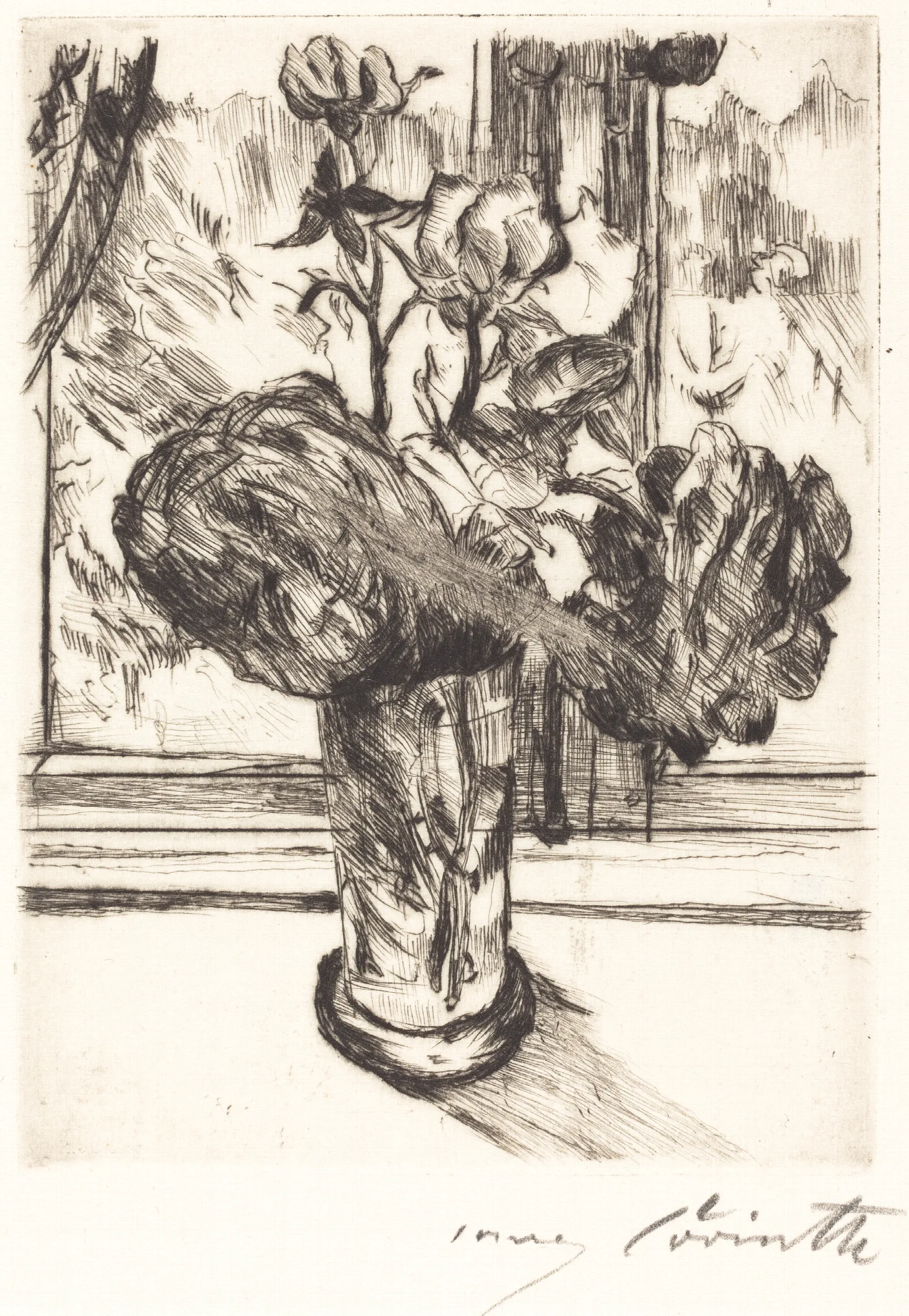 Roses In A Glass Of Water Rosen In Einem Wasserglas Wall Art by Lovis Corinth - Canvas Print
