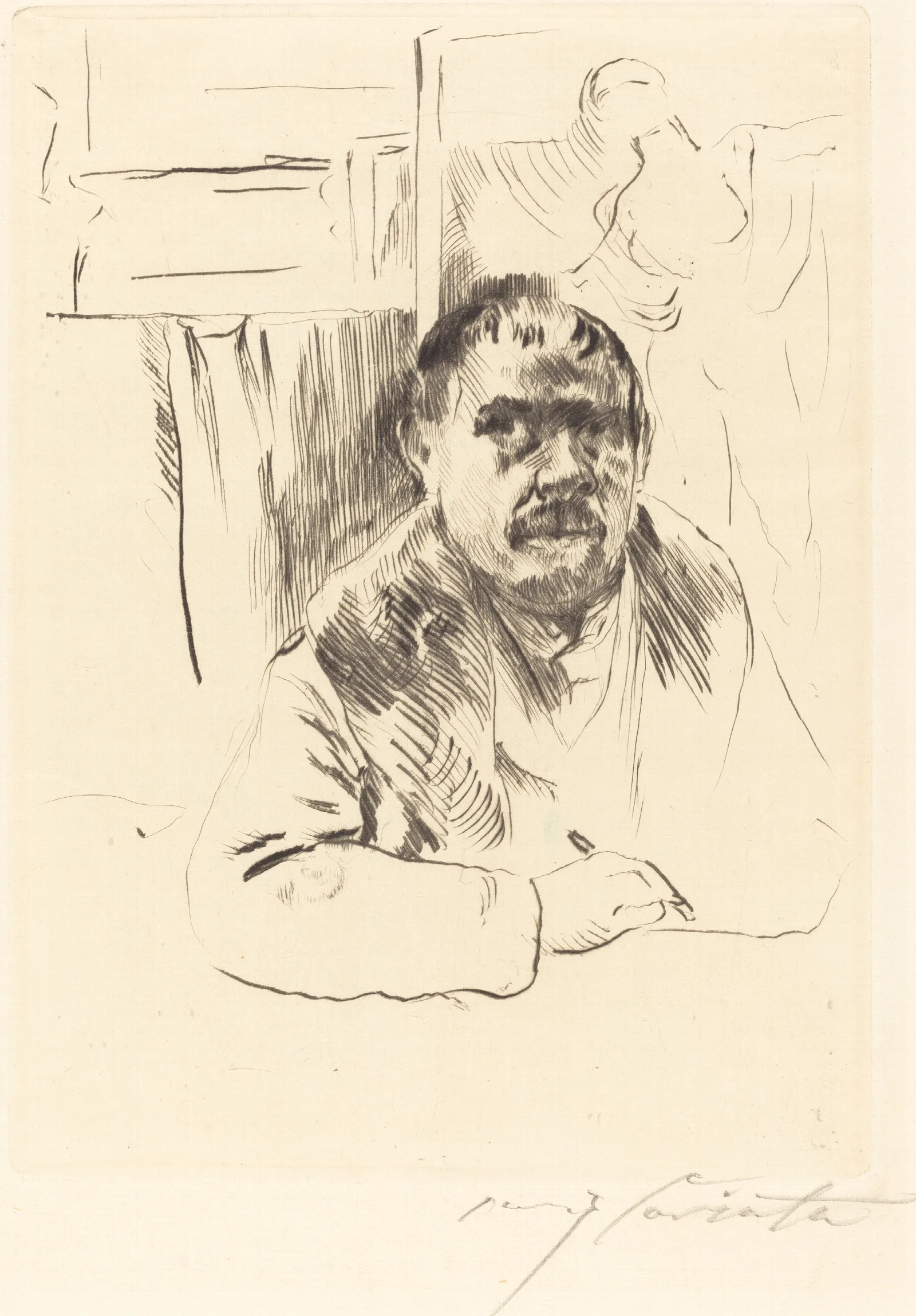 Self Portrait In A Fur Coat Selbstbildnis Im Pelz Wall Art by Lovis Corinth - Canvas Print