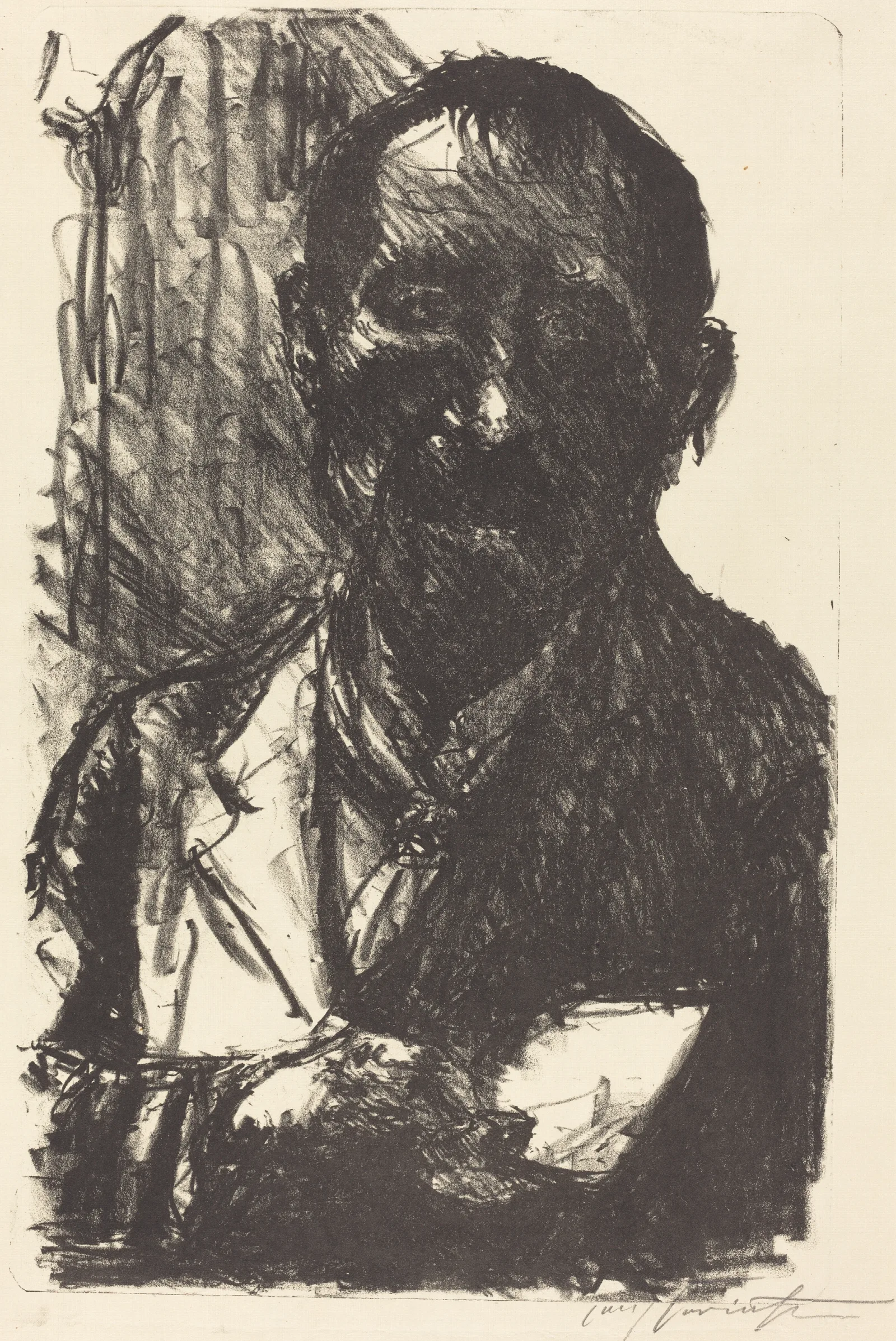 Self Portrait Sketching Wall Art by Lovis Corinth - Canvas Print