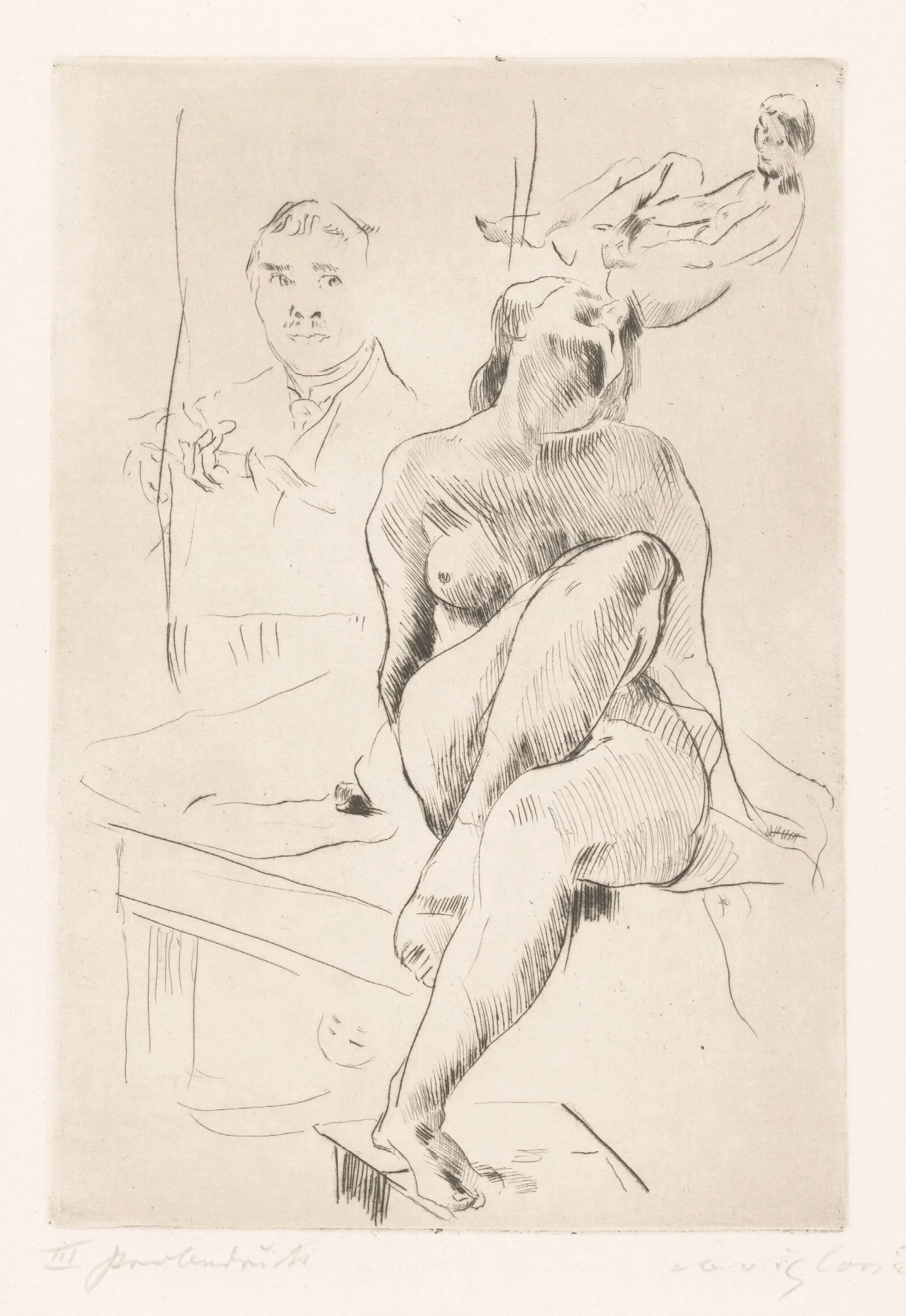 Twee Naakten Met Zelfportret Wall Art by Lovis Corinth - Canvas Print