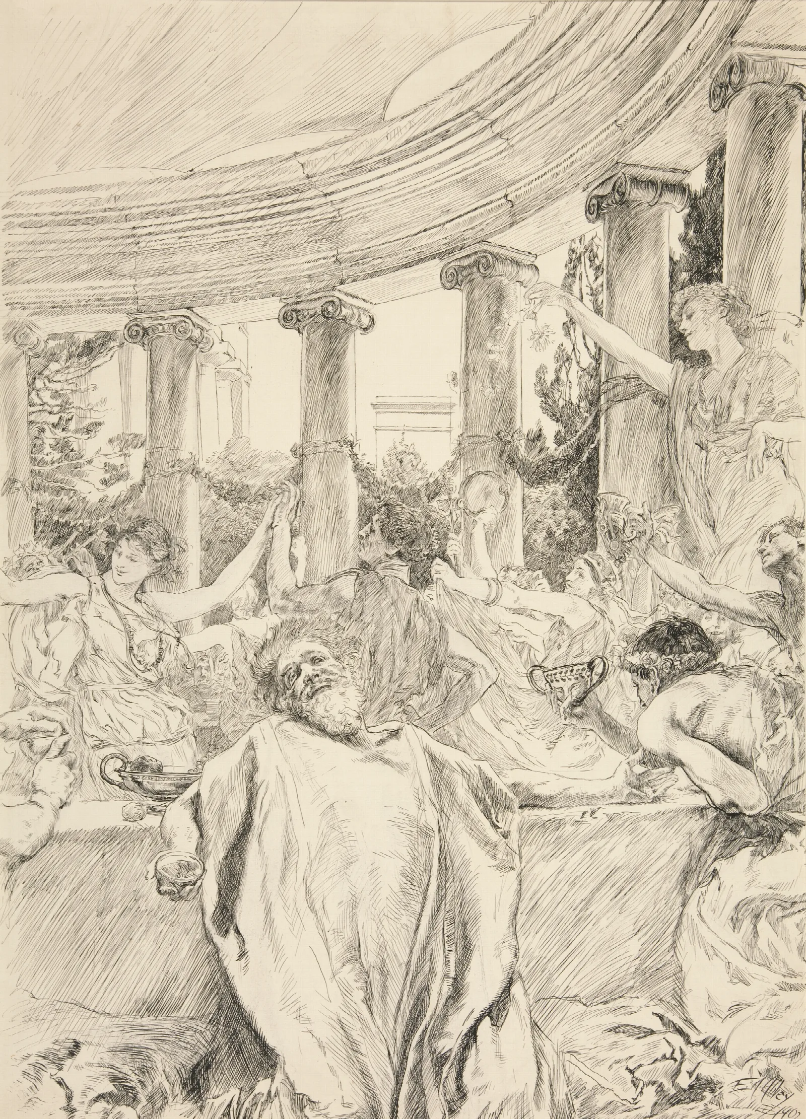 Apemantus Hoy Day What A Sweep Of Vanity Comes This Way They Dance They Are Mad Women Act I Scene Ii Timon Of Athens Wall Art by Edwin Austin Abbey - Canvas Print
