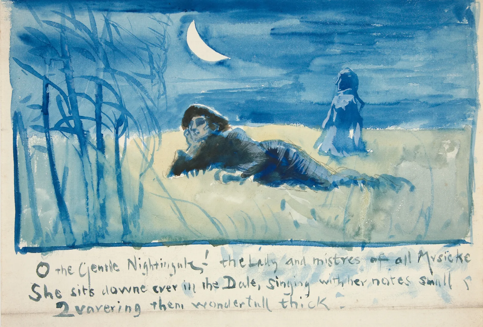 Sketch For O The Gentle Nightingale Wall Art by Edwin Austin Abbey - Canvas Print
