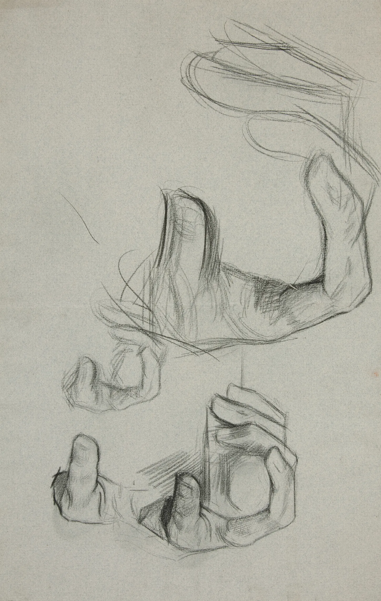 Sketch Of Hand Clasping A Cane Wall Art by Edwin Austin Abbey - Canvas Print