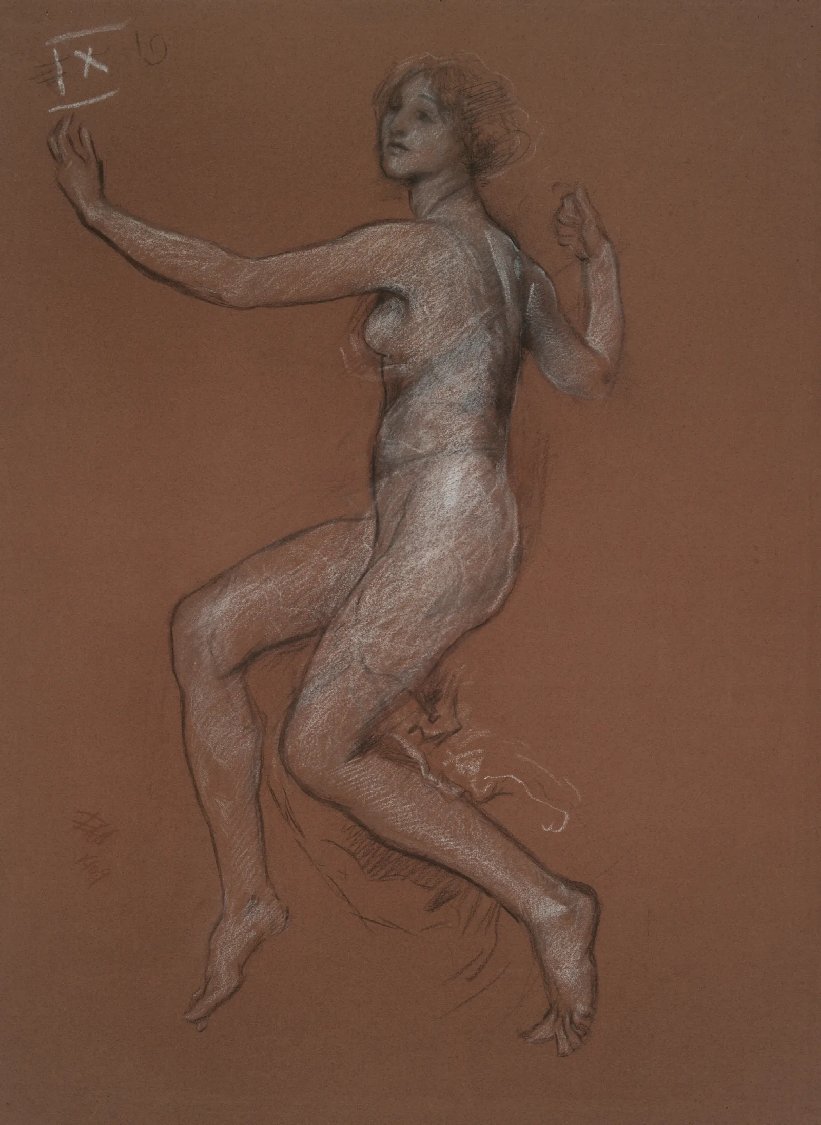 Study For Figure Of 9 Am For The Hours Mural For The State Capitol Building In Harrisburg Pennsylvania Wall Art by Edwin Austin Abbey - Canvas Print