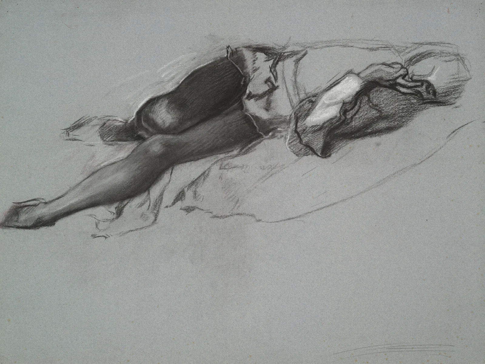 Study For The Reclining Figure Of Hamlet From The Play Scene Hamlet Act 3 Scene 2 Wall Art by Edwin Austin Abbey - Canvas Print