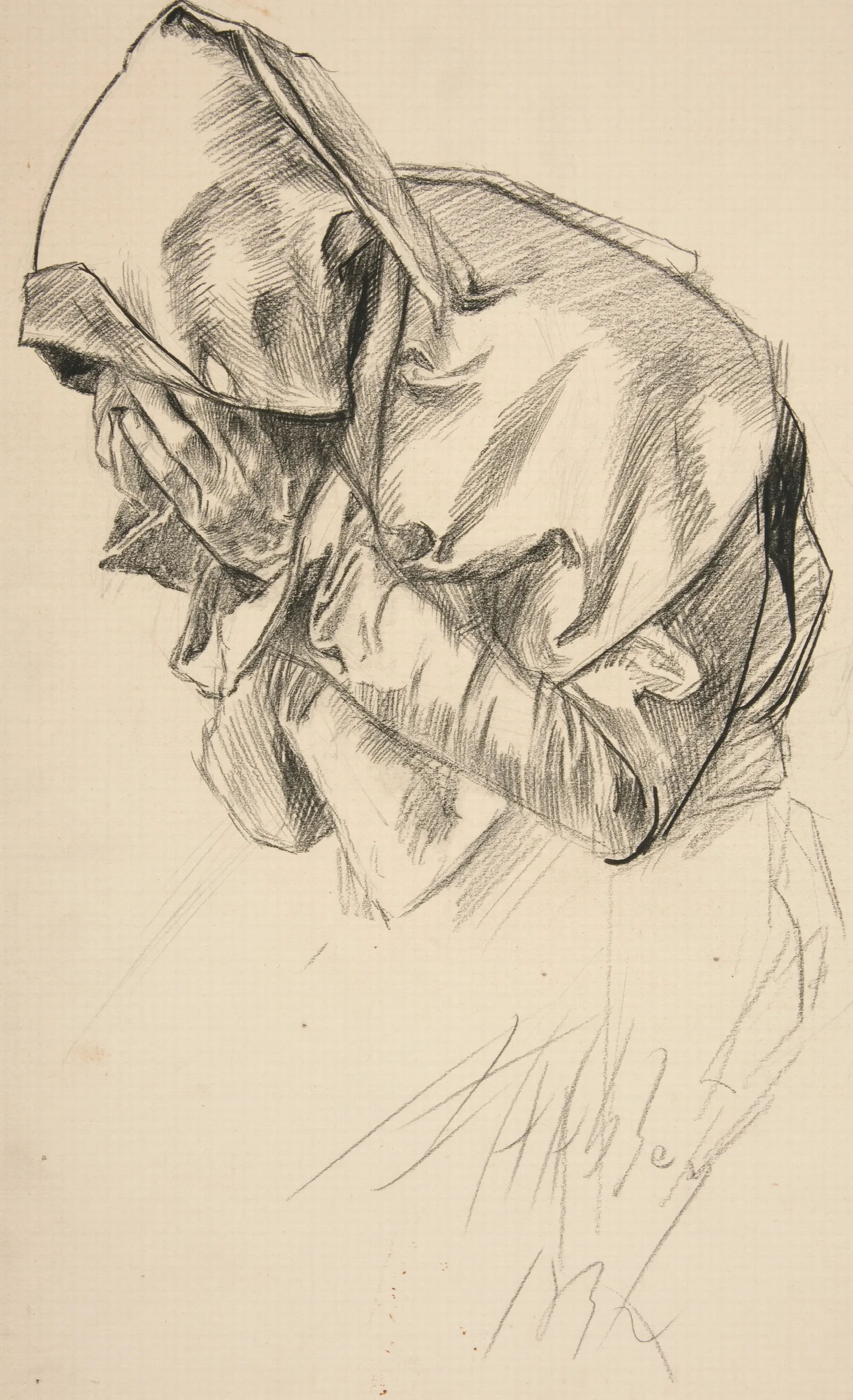 Study Of A Robed Figure Crying For The Quest Of The Holy Grail Mural Series At Boston Public Library Wall Art by Edwin Austin Abbey - Canvas Print