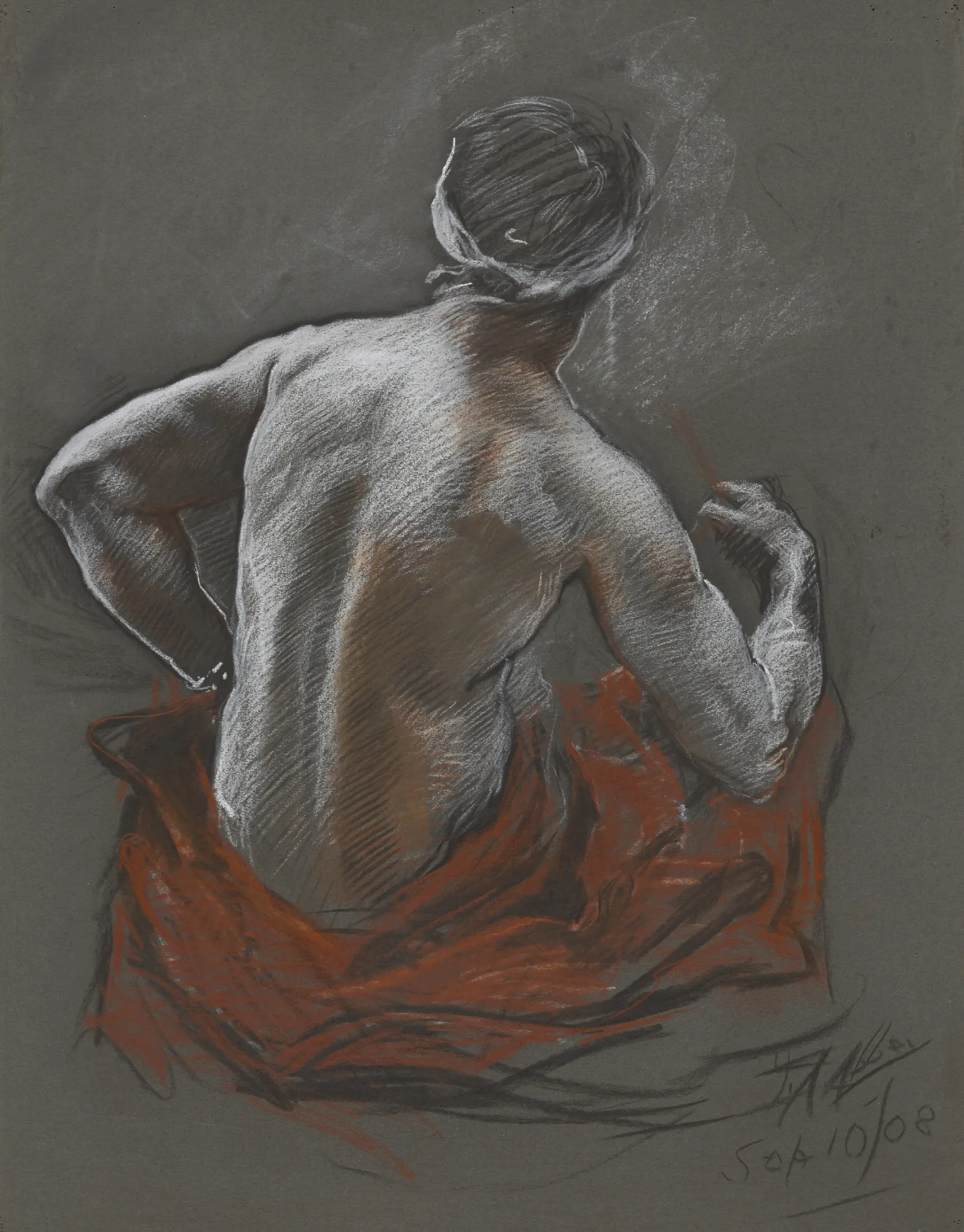 Study Of A Seated Indian Figure Study For Penns Treaty With The Indians Mural In The House Chamber At The State Capitol Of Pennsylvania Harrisburg Wall Art by Edwin Austin Abbey - Canvas Print