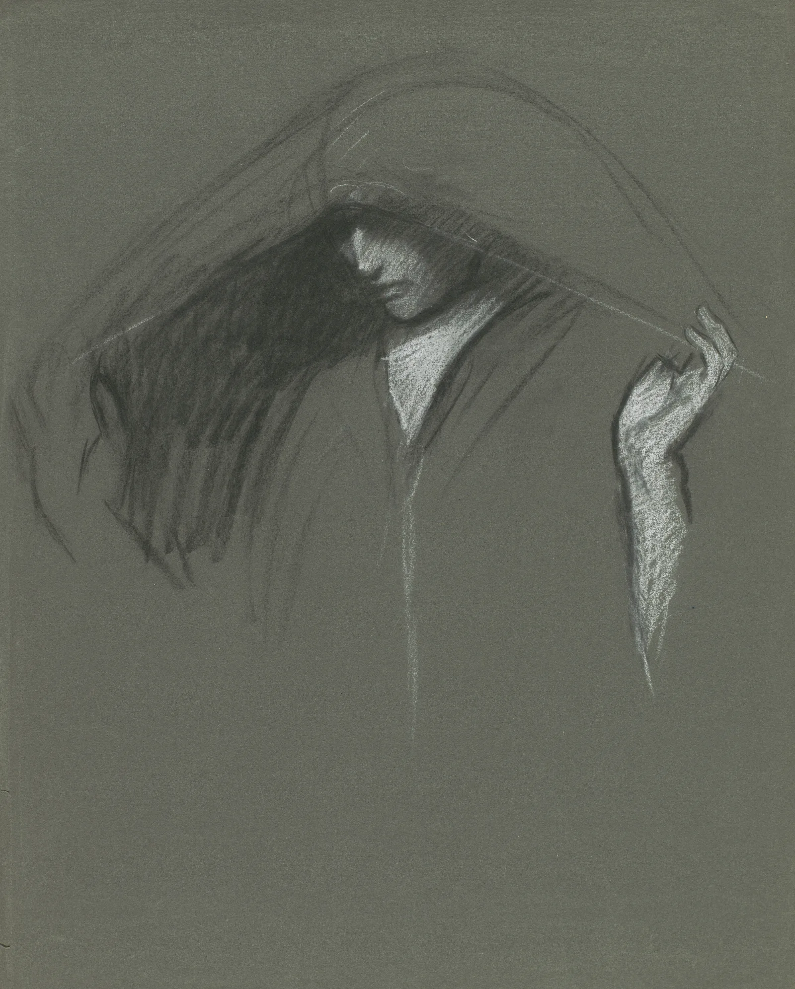 Study Of Draped Head Of A Mary For Three Marys At The Tomb Wall Art by Edwin Austin Abbey - Canvas Print