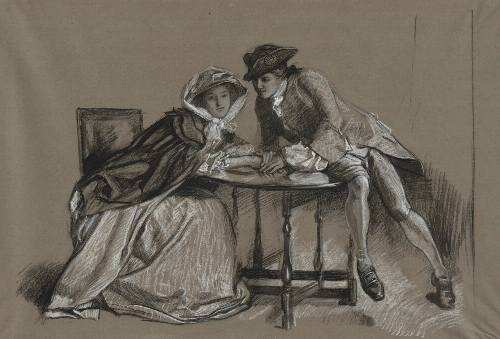 Study Lady And Gentleman In Conversation Across A Table Wall Art by Edwin Austin Abbey - Canvas Print