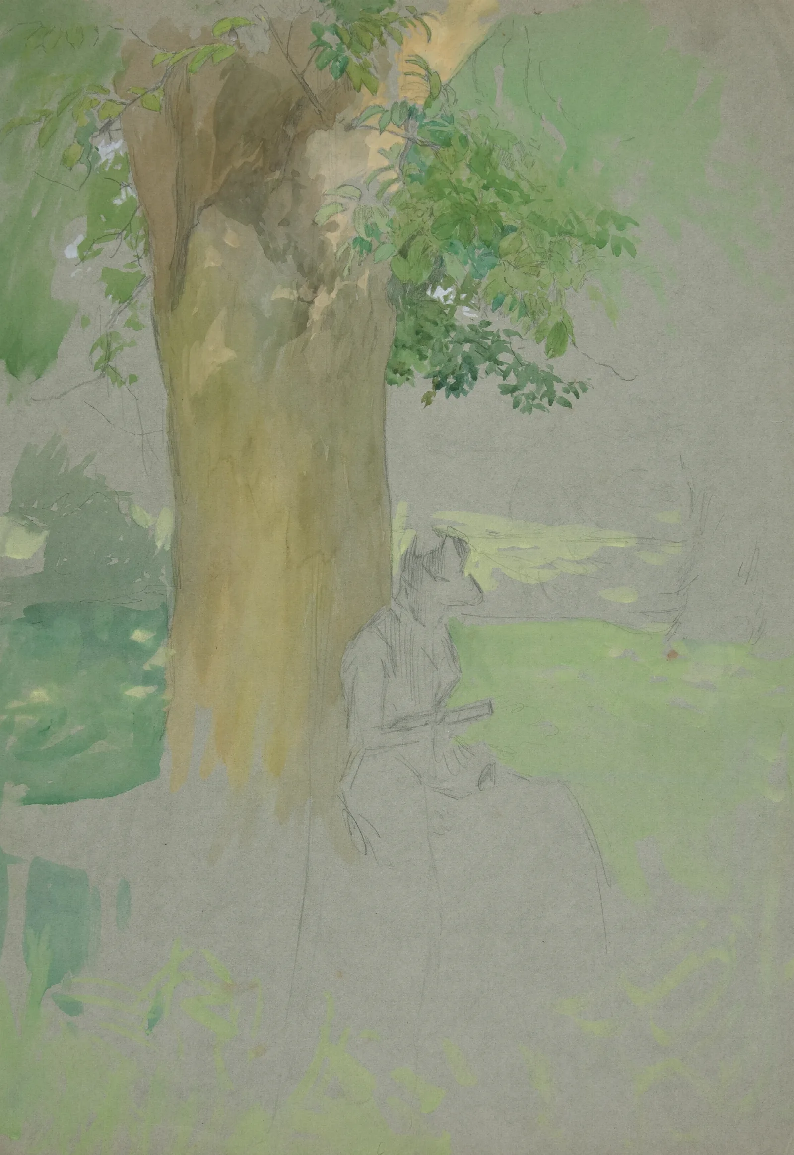 Woman Seated Beneath A Tree Reading Wall Art by Edwin Austin Abbey - Canvas Print