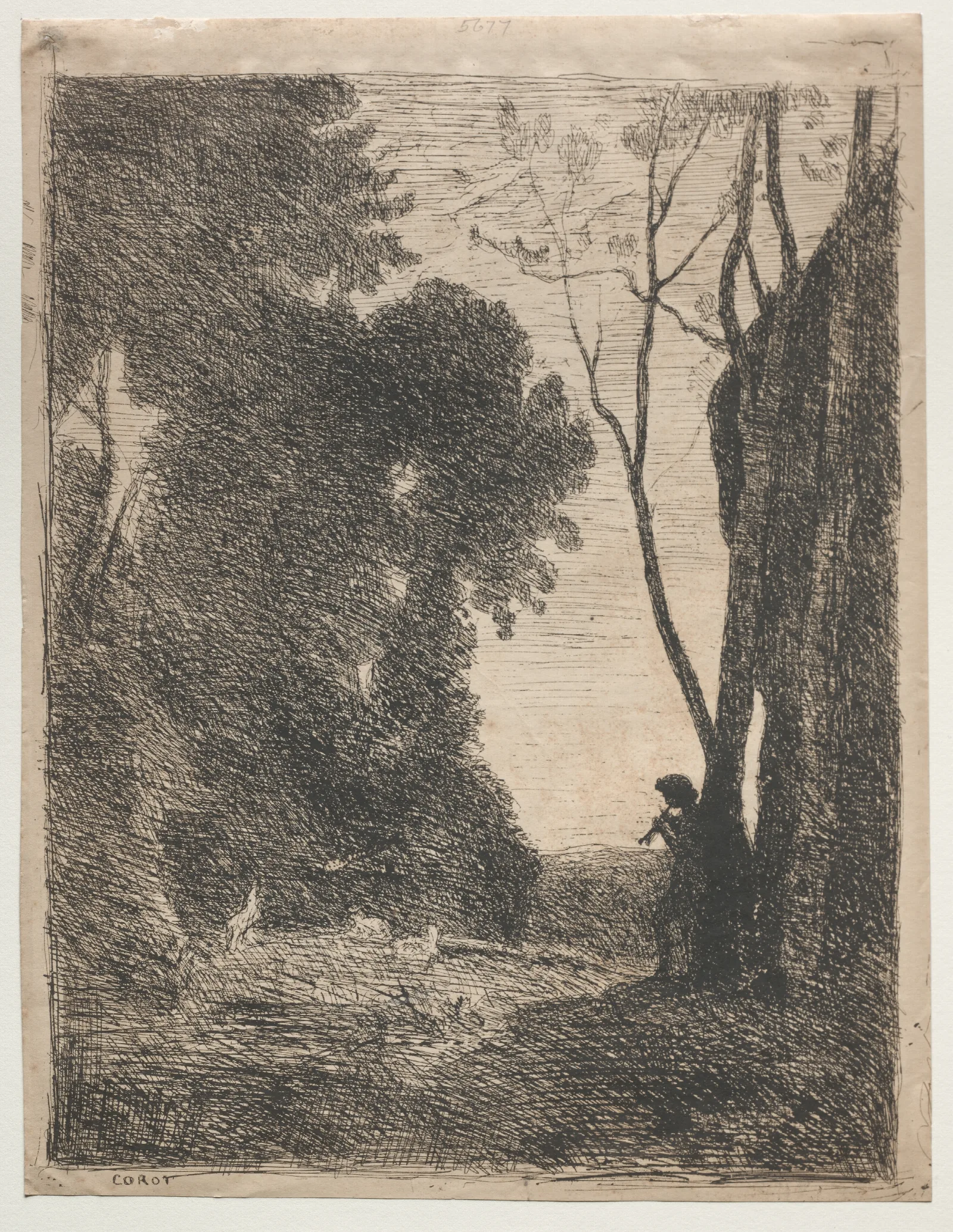 The Little Shepherd Wall Art by Jean-Baptiste-Camille Corot - Canvas Print