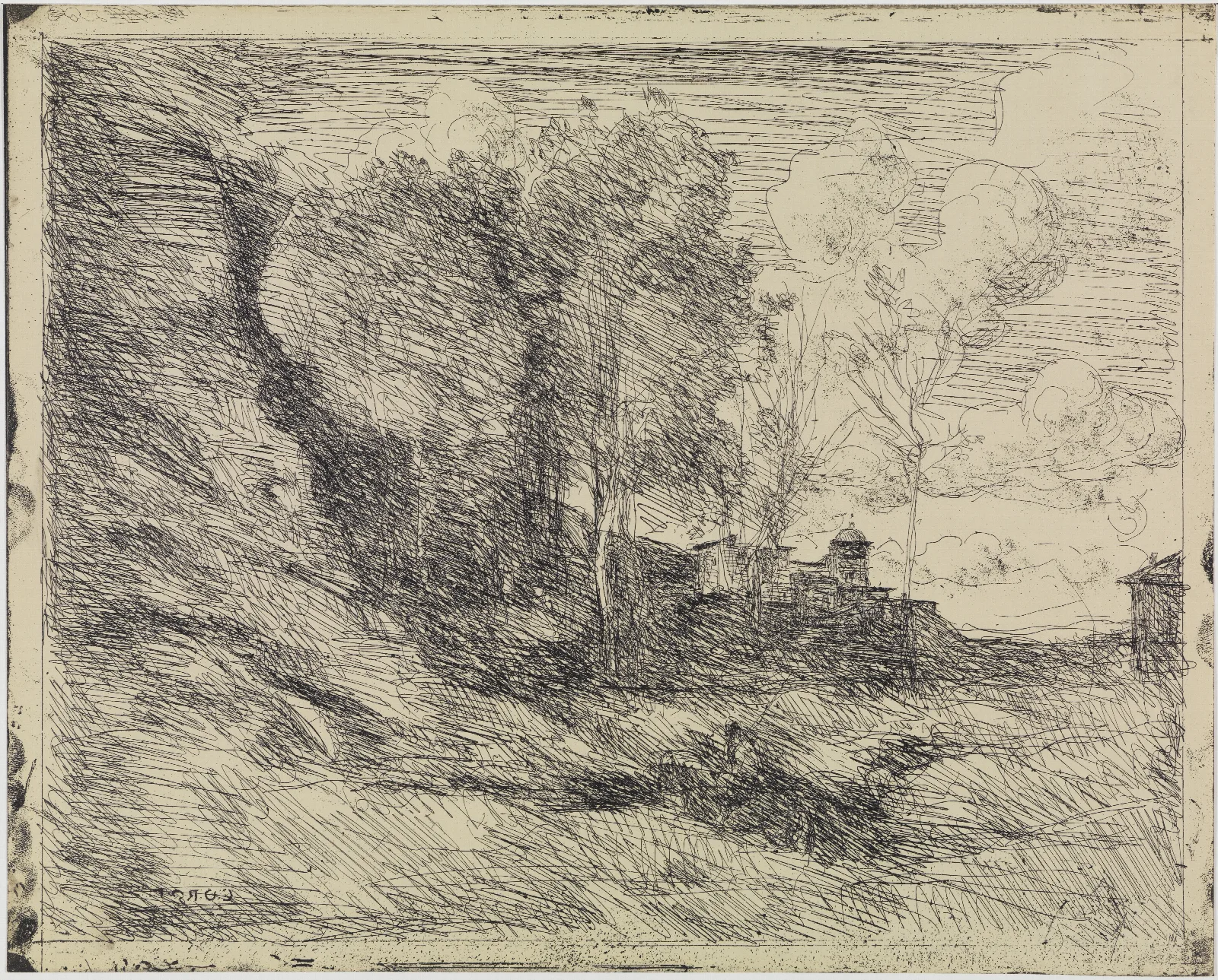 Erinnerung An Ostia Souvenir Dostie Wall Art by Jean-Baptiste-Camille Corot - Canvas Print