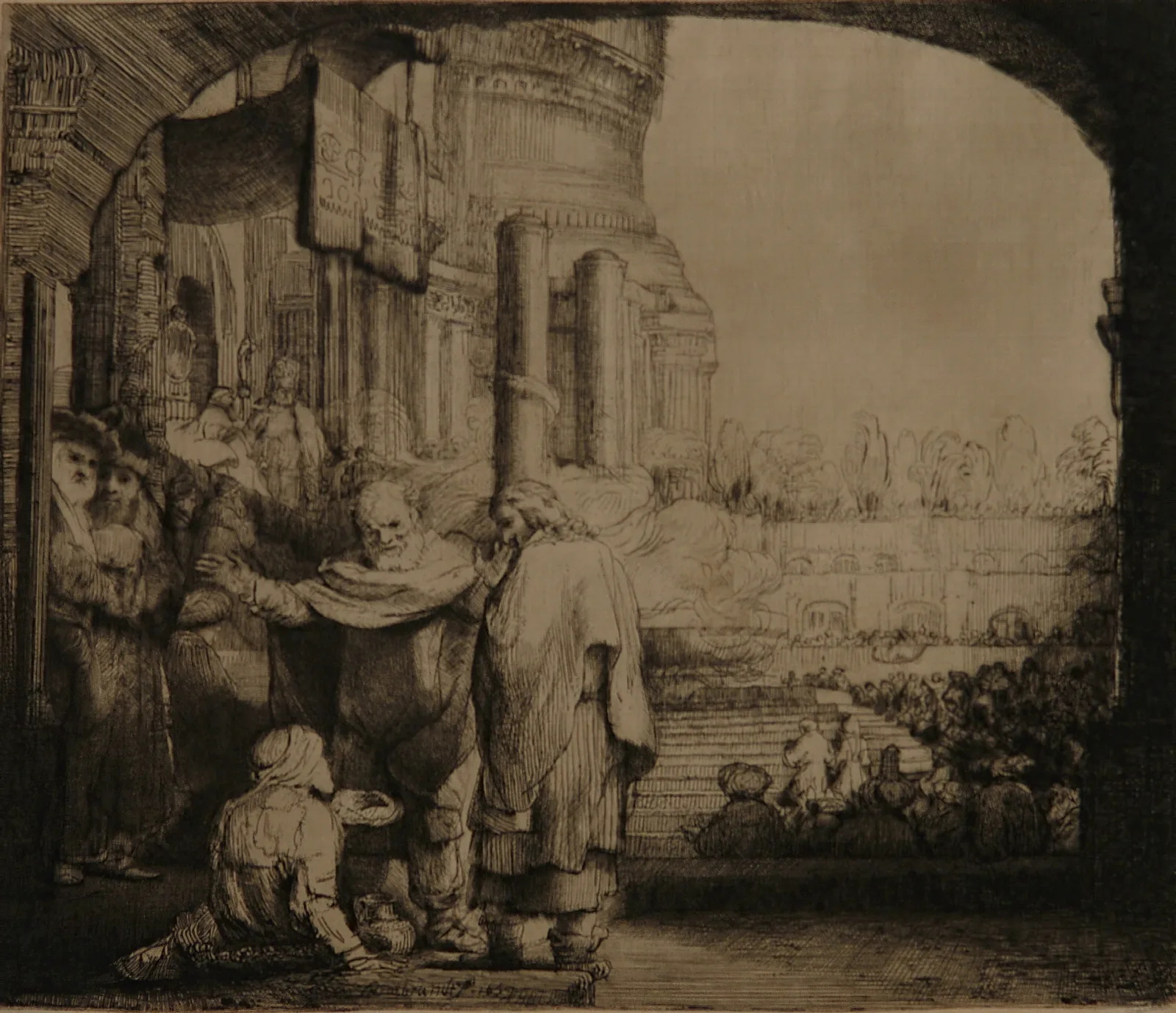 Peter And John At The Gate Of The Temple Wall Art by Rembrandt van Rijn - Canvas Print