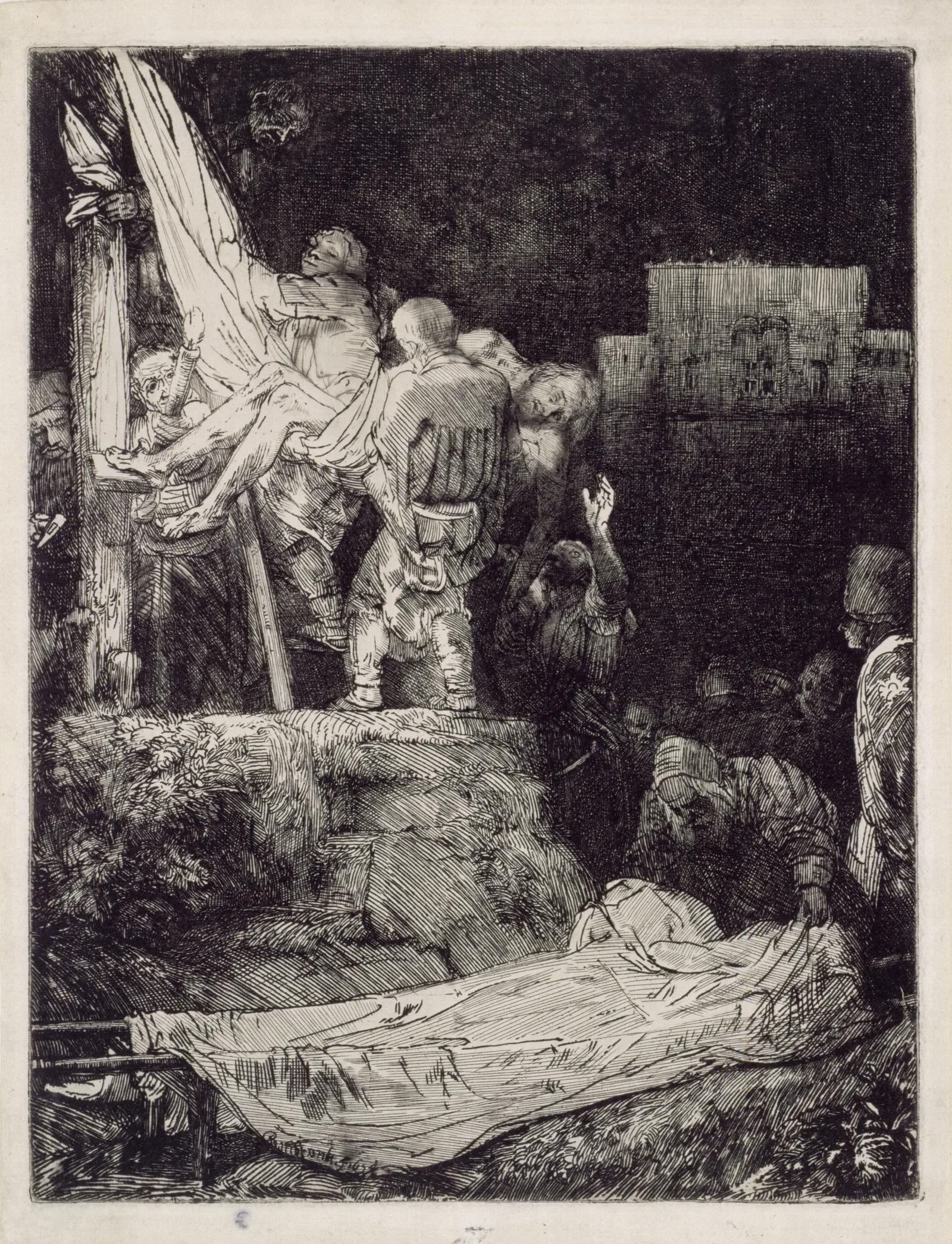The Descent From The Cross By Torchlight Wall Art by Rembrandt van Rijn - Canvas Print