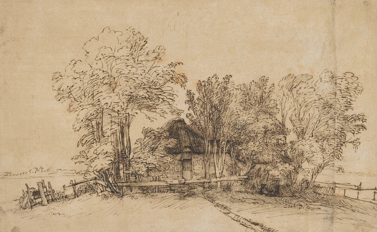 Cottage Among Trees Wall Art by Rembrandt van Rijn - Canvas Print