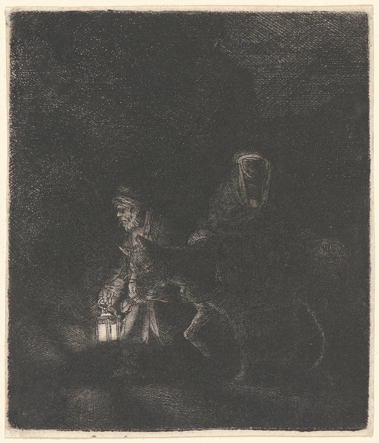 The Flight Into Egypt A Night Piece Wall Art by Rembrandt van Rijn - Canvas Print