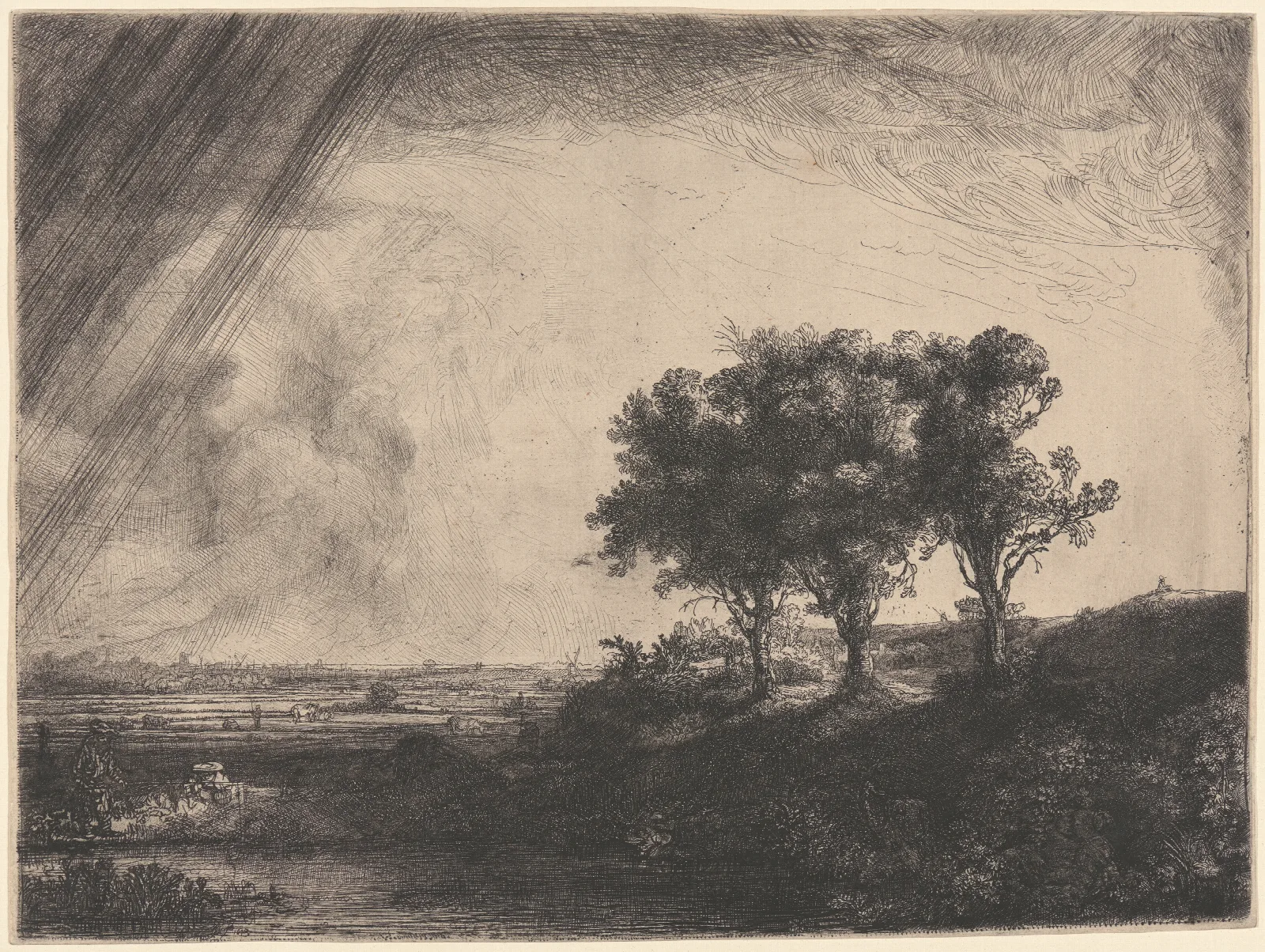 The Three Trees 2 Wall Art by Rembrandt van Rijn - Canvas Print