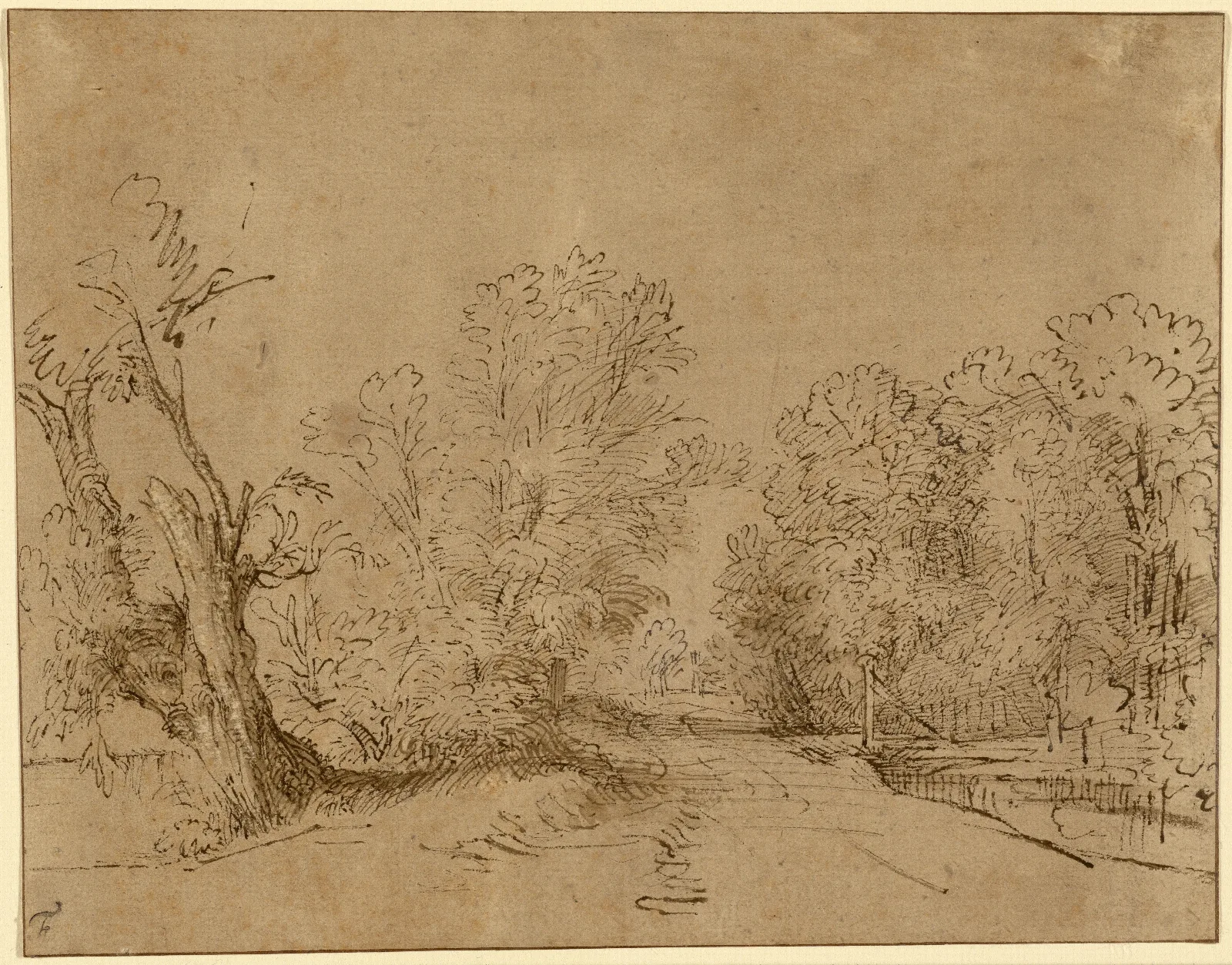 A Wooded Road Wall Art by Rembrandt van Rijn - Canvas Print