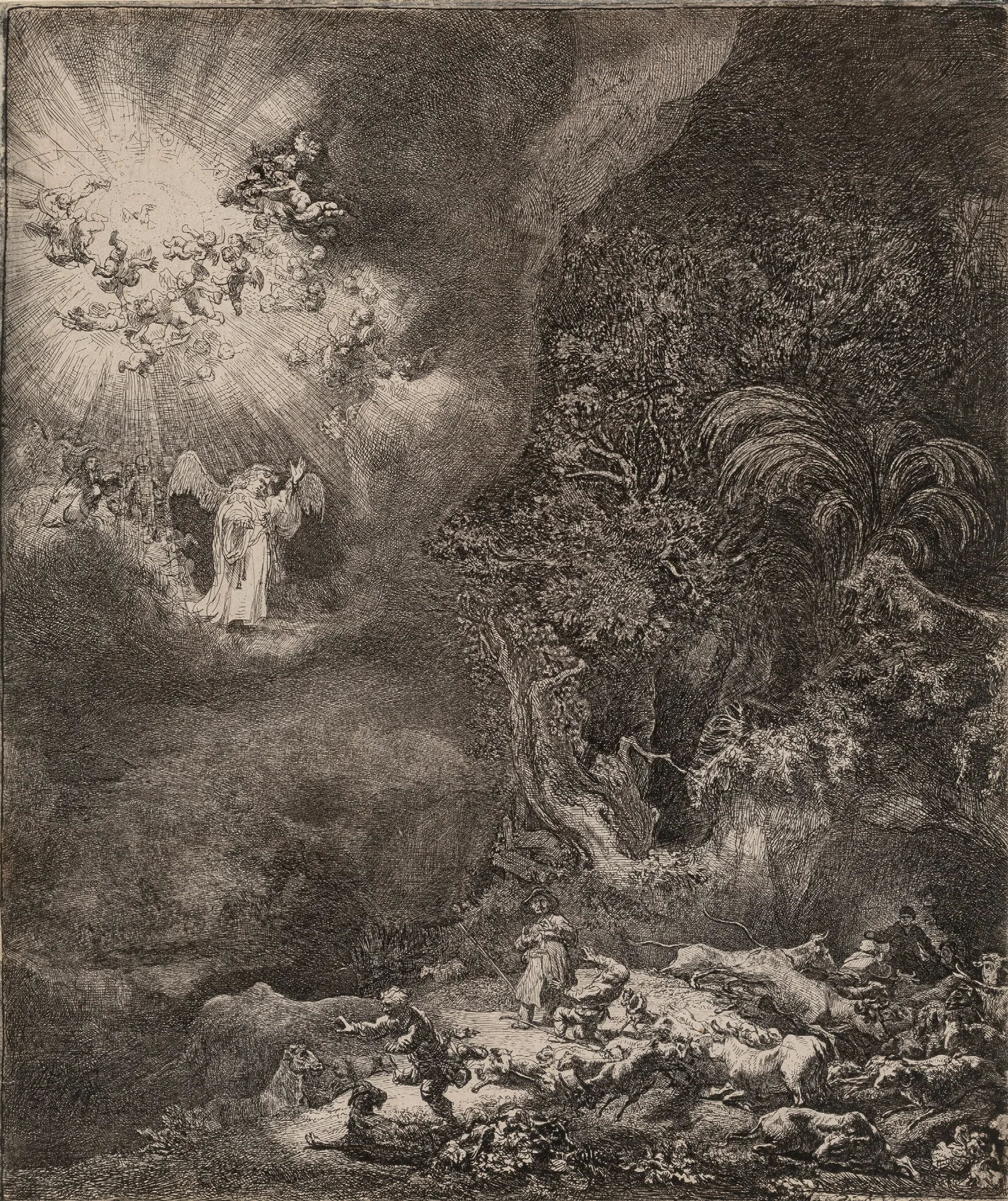 The Angel Appearing To The Shepherds 4 Wall Art by Rembrandt van Rijn - Canvas Print