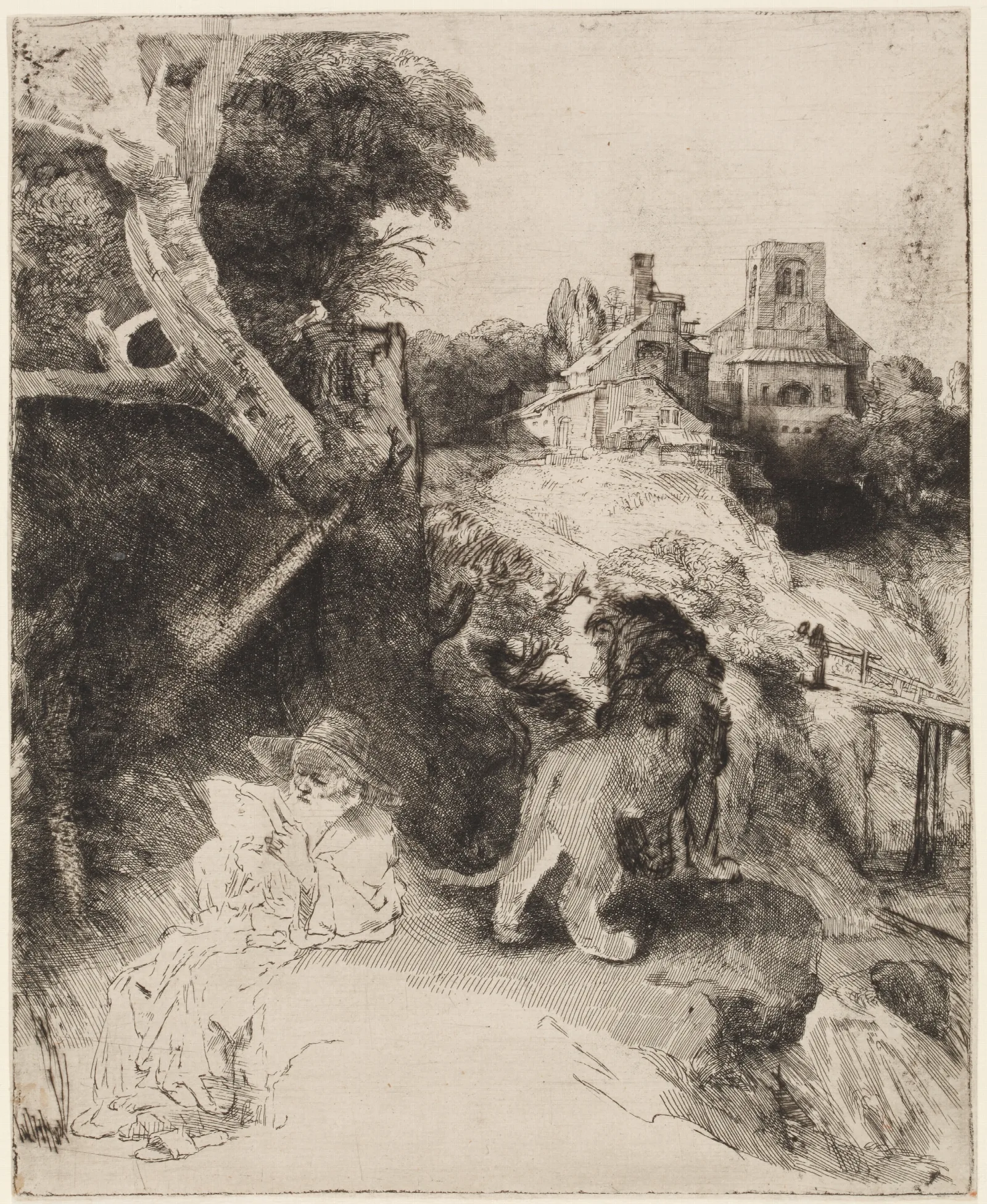 St Jerome In An Italian Landscape Wall Art by Rembrandt van Rijn - Canvas Print