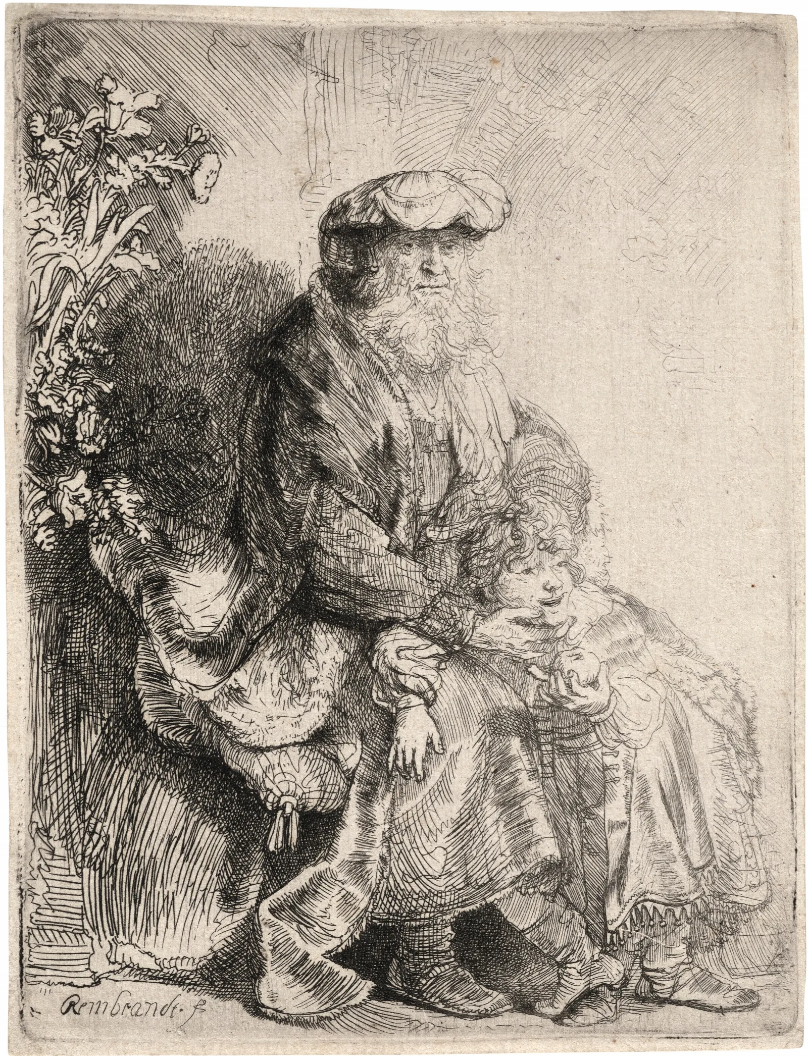 Abraham Caressing Isaac Wall Art by Rembrandt van Rijn - Canvas Print